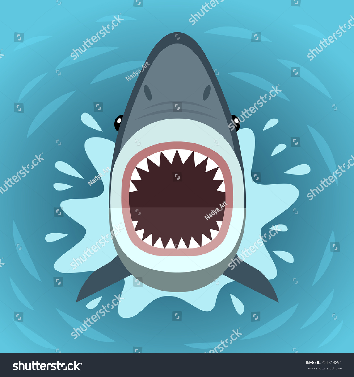 Акула с открытым ртом сверху