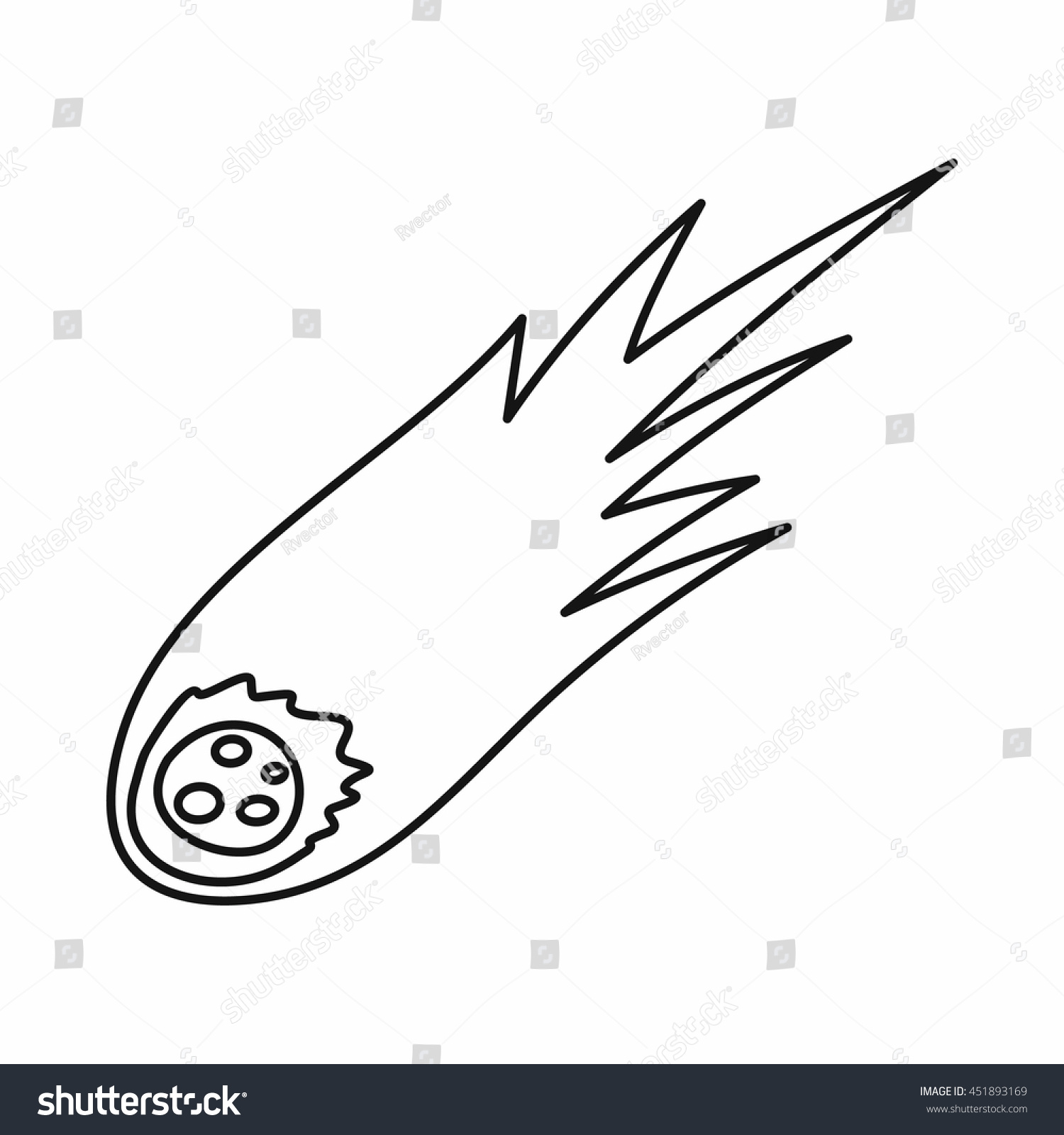 Falling Meteor Long Tail Icon Outline Stock Vector Royalty Free 451893169 Shutterstock 5159