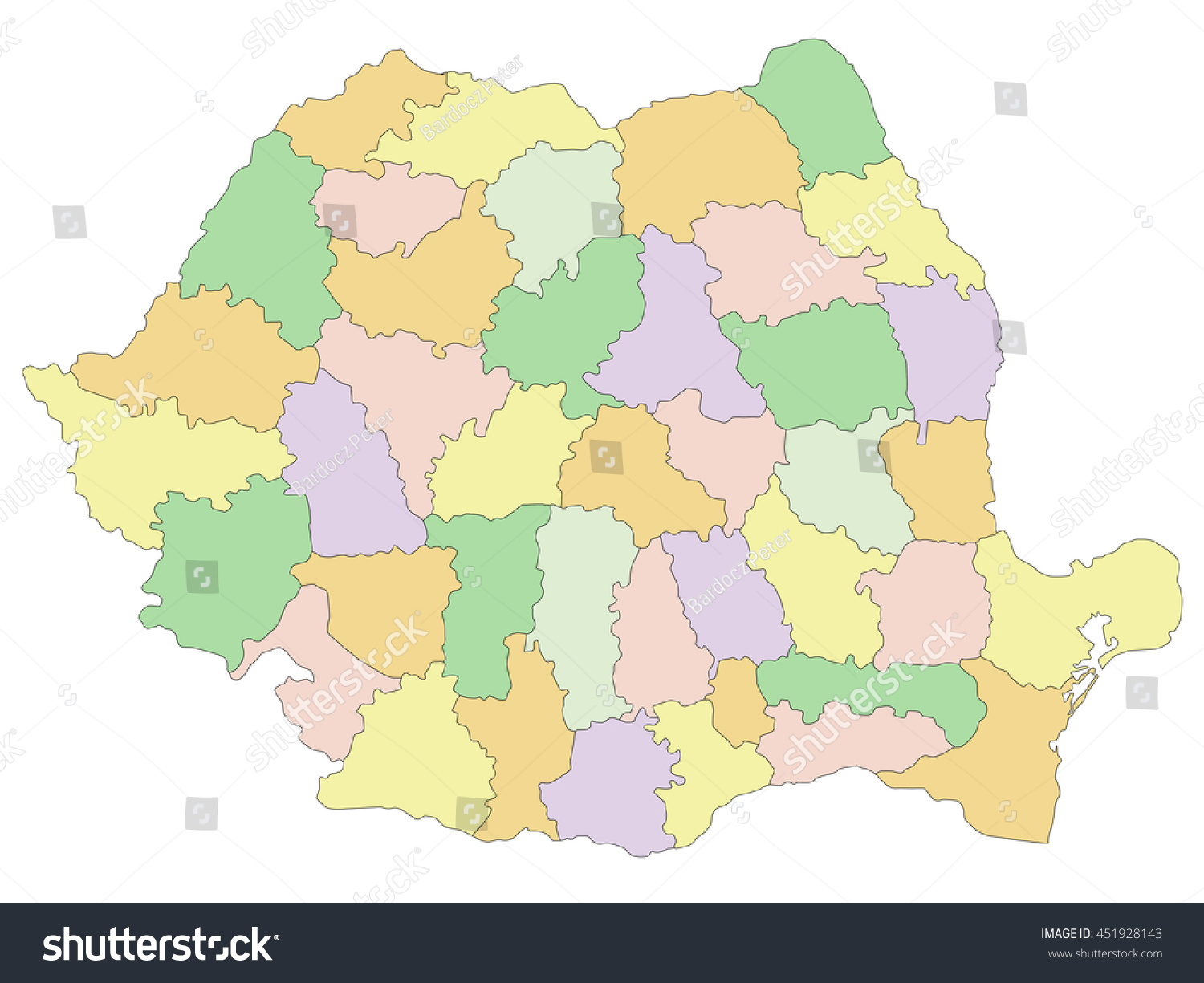 Romania Highly Detailed Editable Political Map Stock Vector Royalty   Stock Vector Romania Highly Detailed Editable Political Map 451928143 