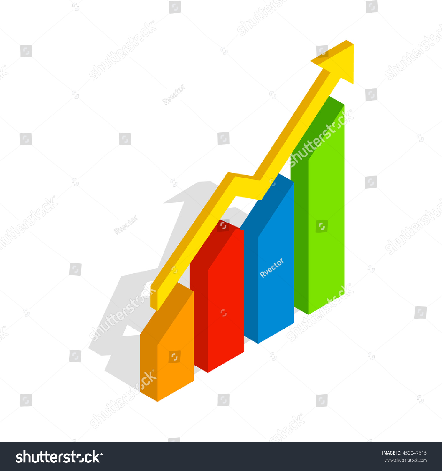 Chart Arrow Icon Isometric 3d Style Stock Vector (Royalty Free ...