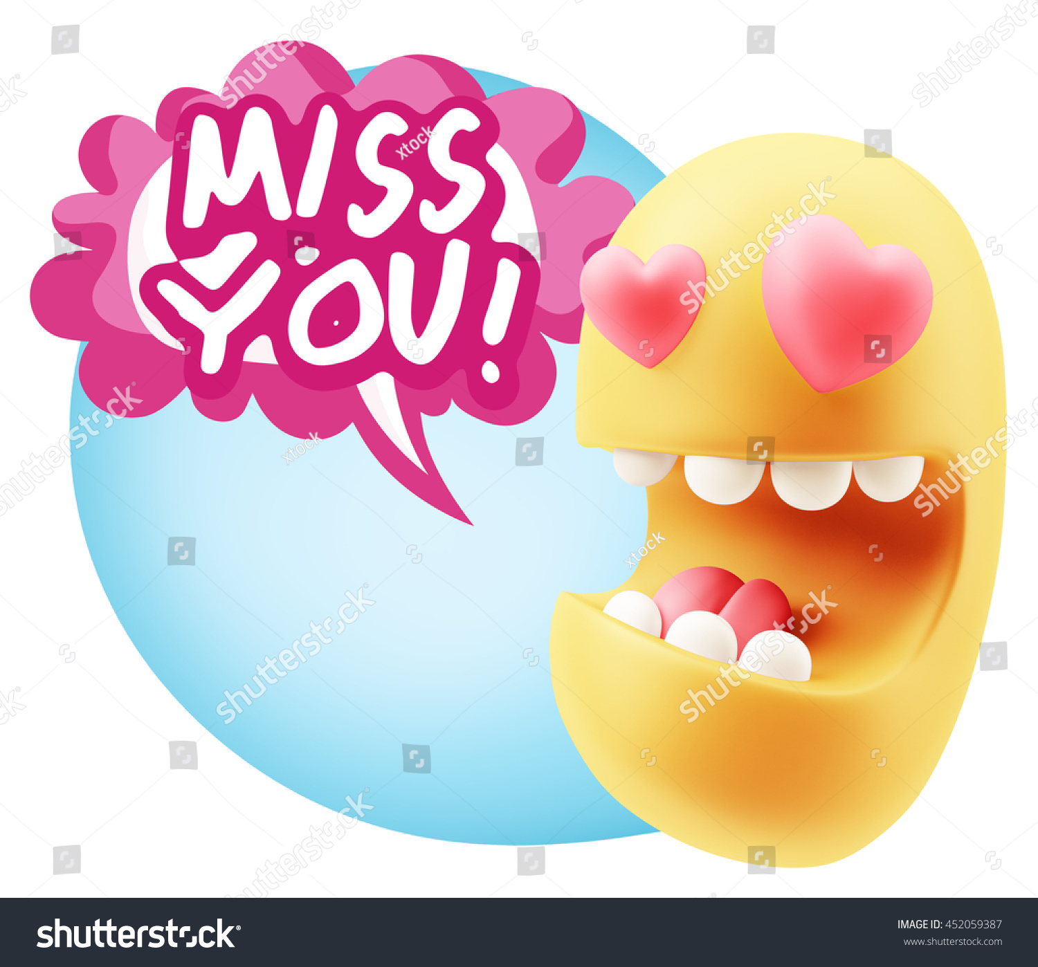 3d Rendering Emoji Saying Miss You Stock Illustration 452059387 ...