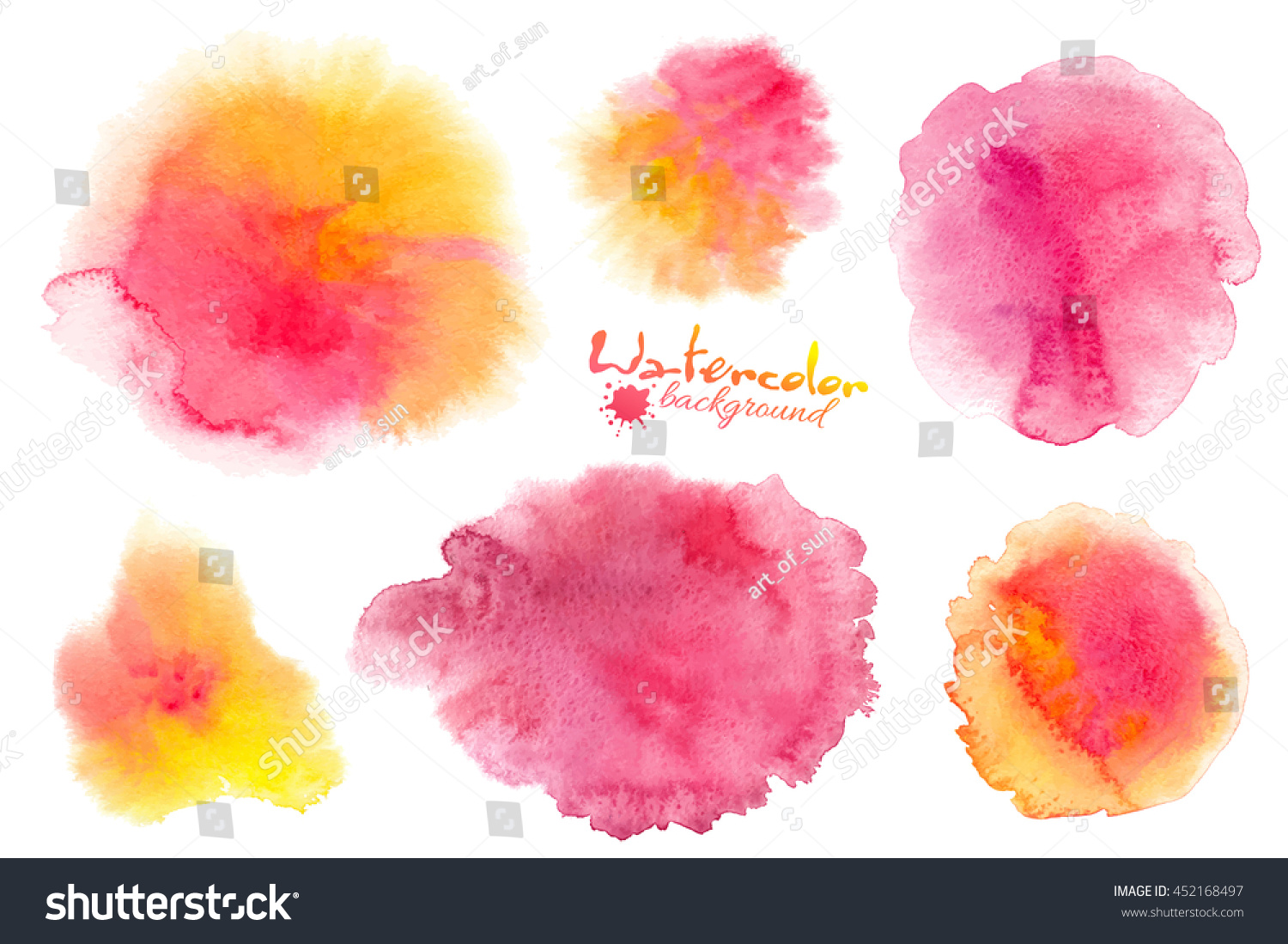 Pink Yellow Watercolor Splashes Vector Backgrounds Stock Vector ...