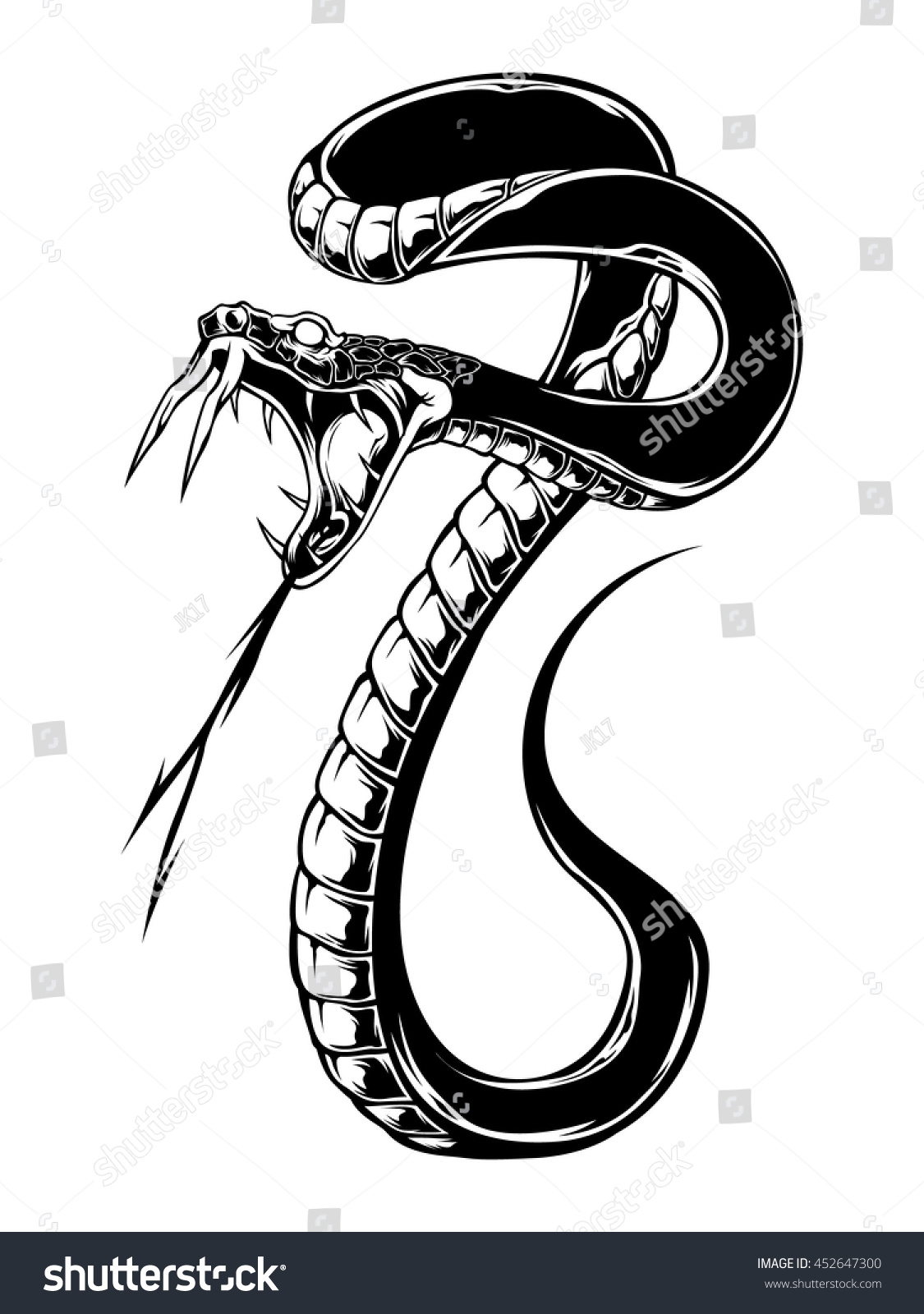 Змея с открытой пастью тату