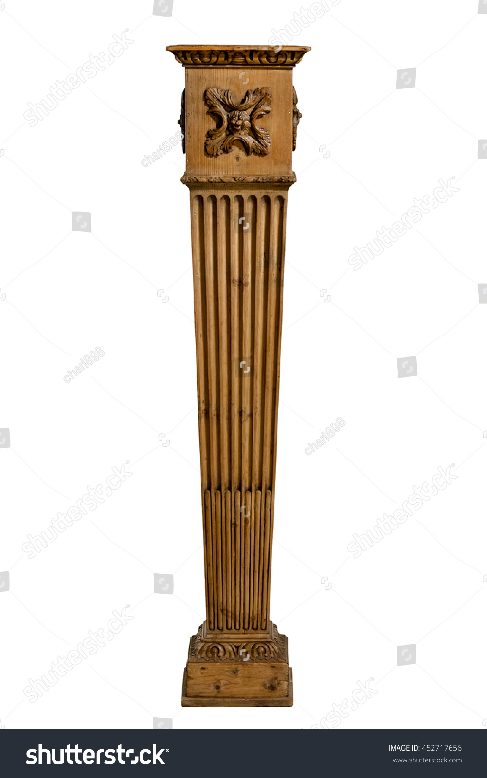 Wooden Old Antique Pedestal Column Interiors Stock Photo 452717656