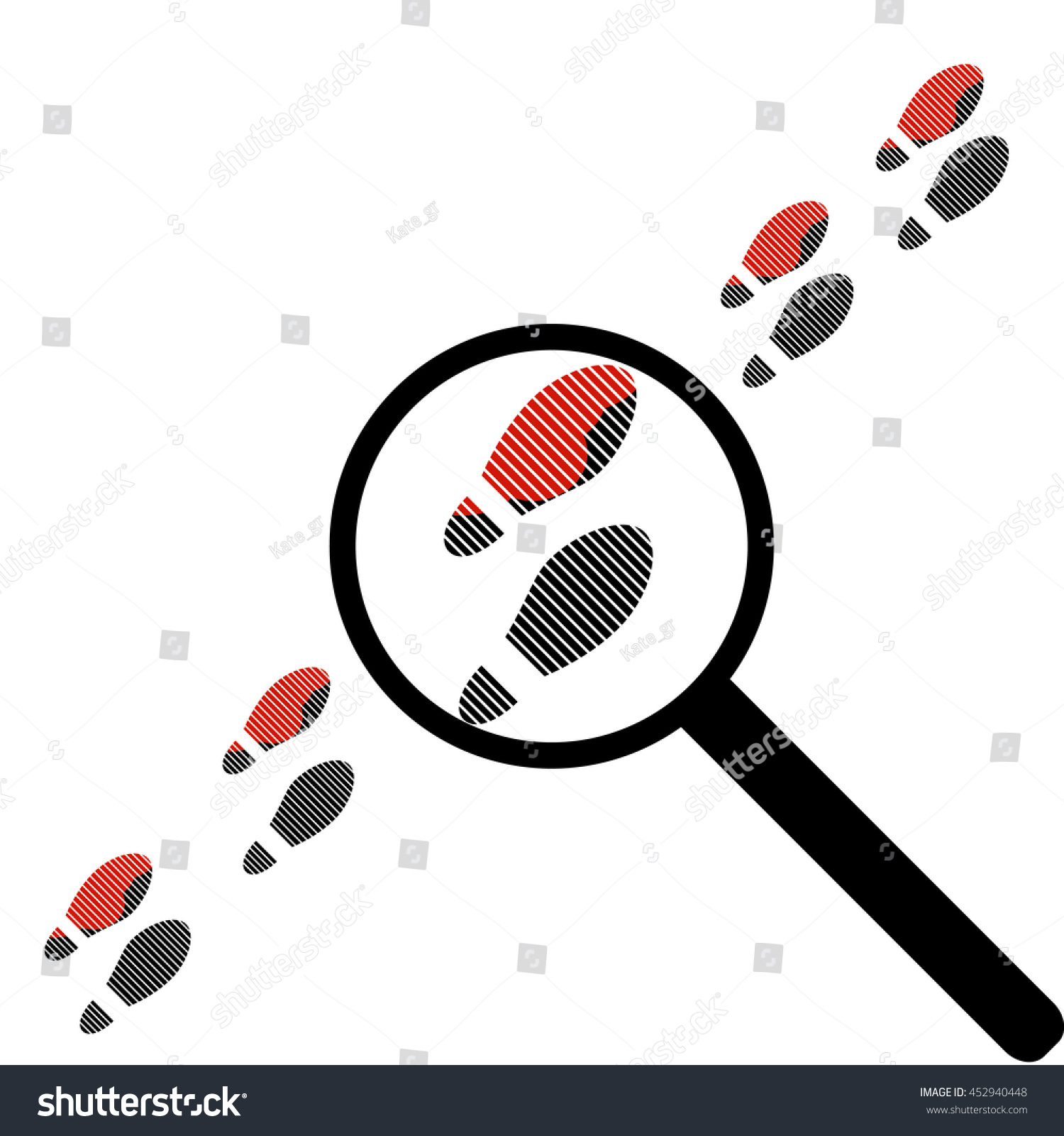 Footprints Magnifier Crime Scene Stock Vector (Royalty Free) 452940448 ...