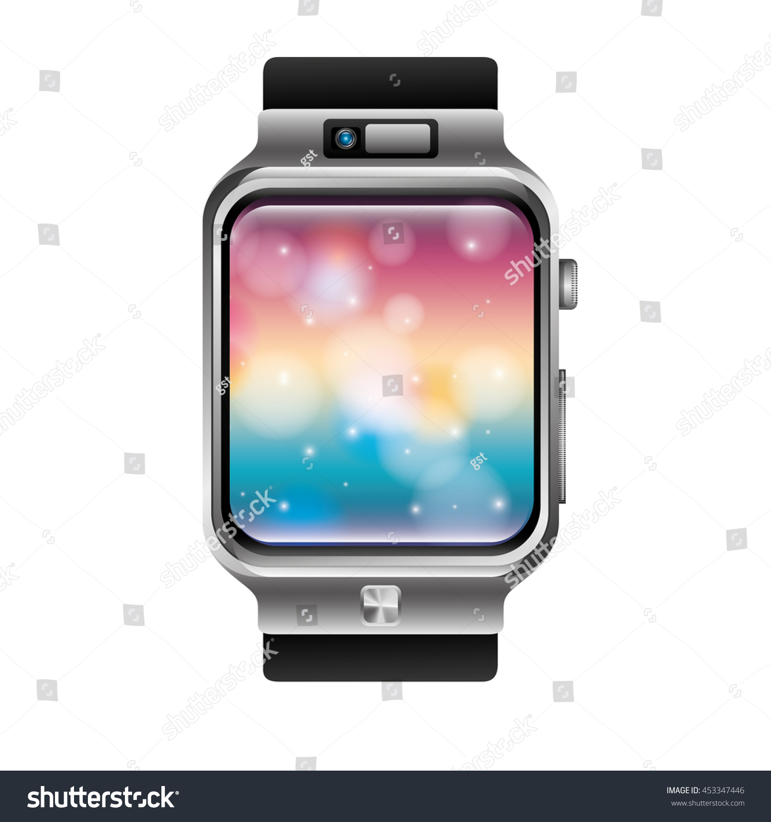 Digital Wristwatch Blank Background Vector Illustration Stock Vector ...