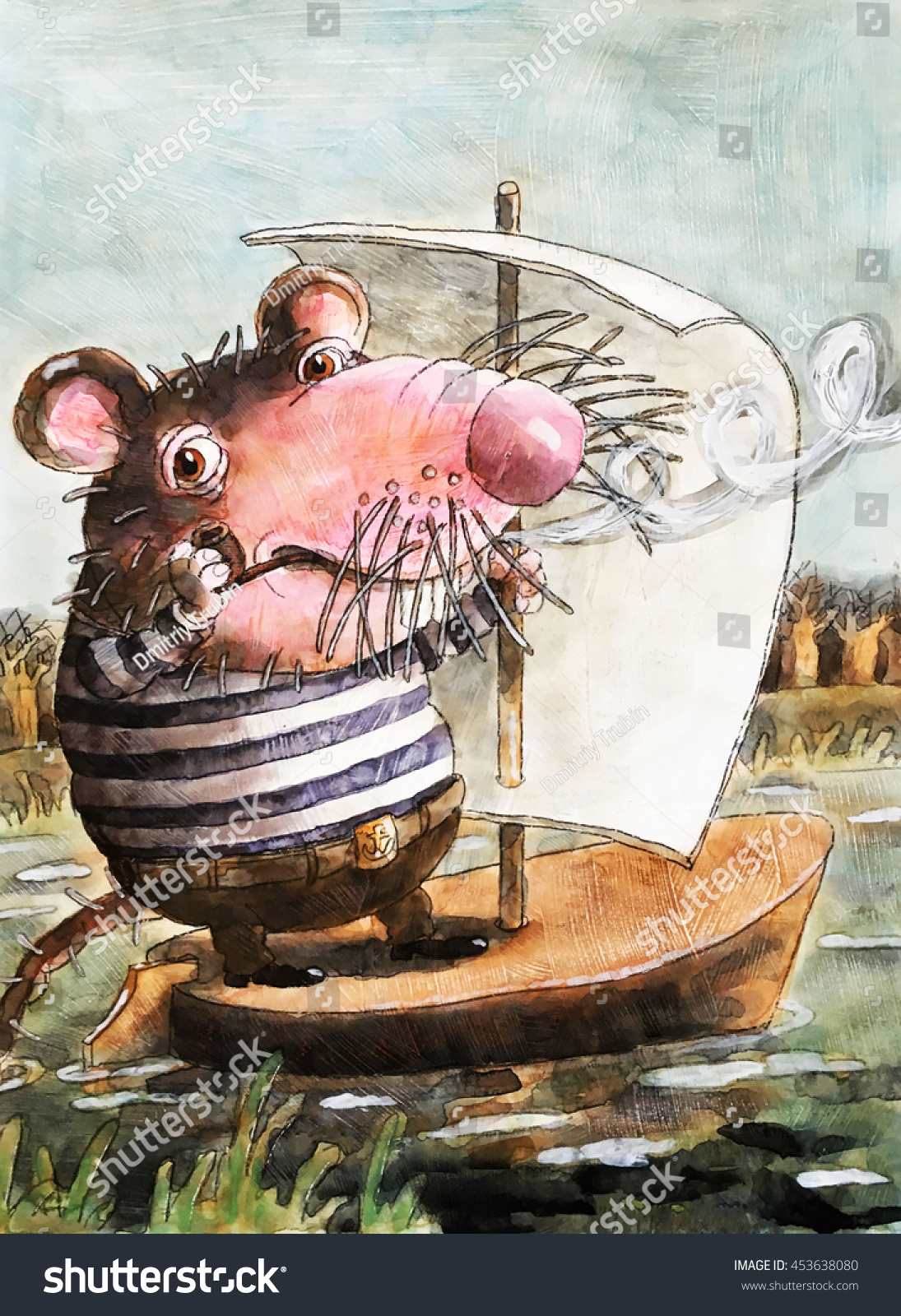 Rat Sailor Sailing Sailing On Sea Stock Illustration 453638080 ...