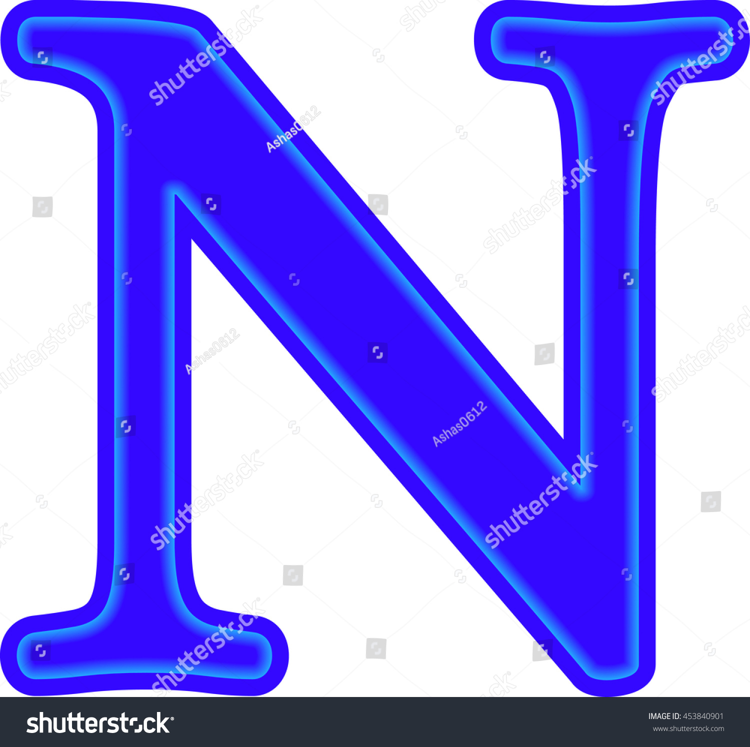 English Alphabet Education Blue Letter N เวกเตอร์สต็อก ปลอดค่าลิขสิทธิ์ 453840901 Shutterstock