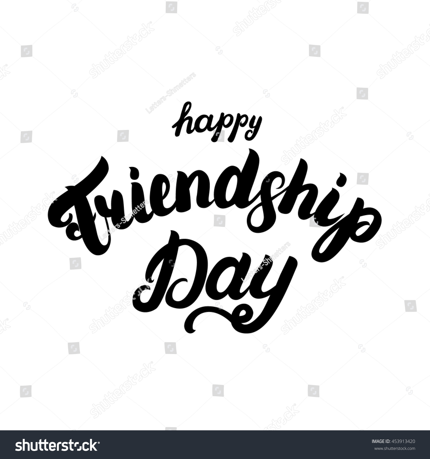 Happy Friendship Day Hand Written Lettering Stock Vector (Royalty Free ...