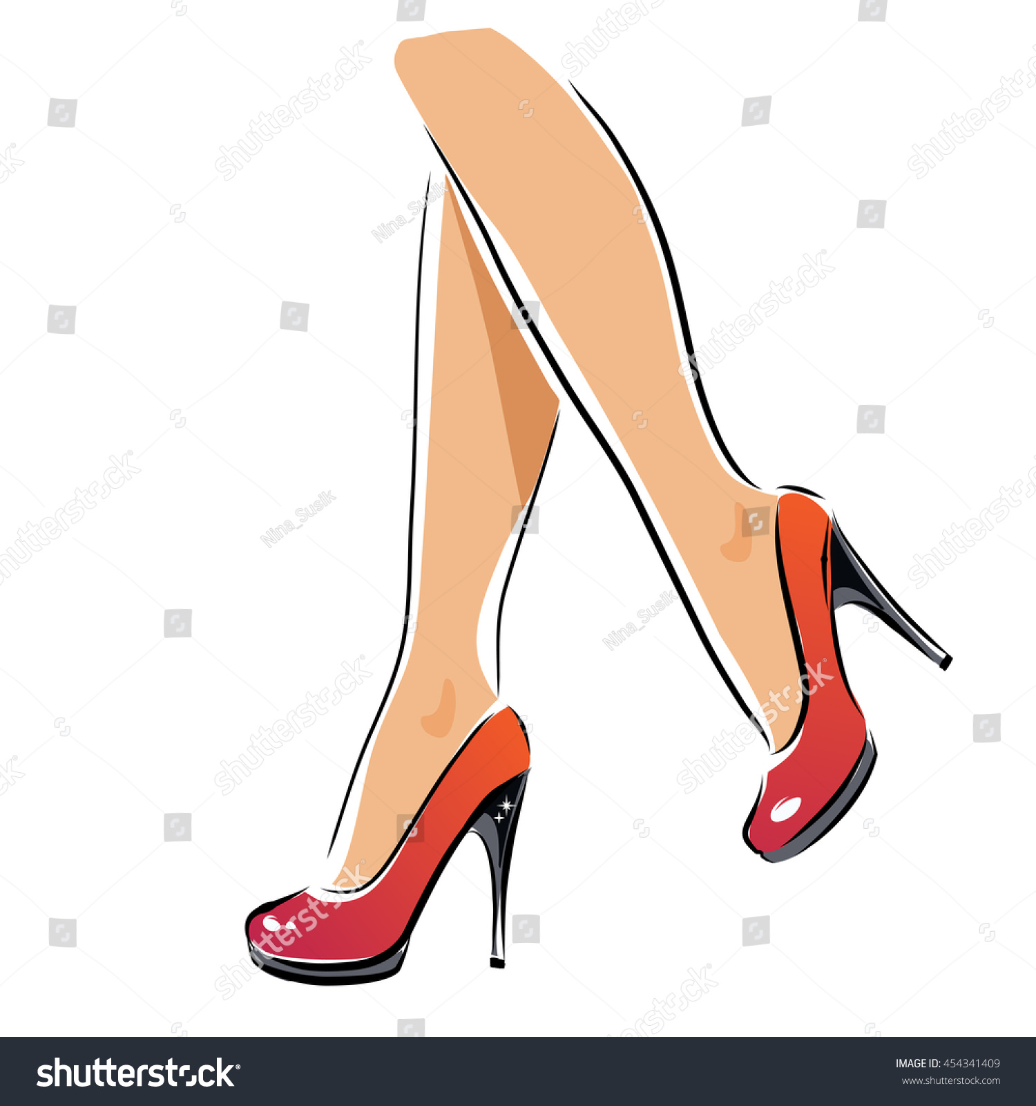 Vector Sexy Legs Highheeled Red Shoes Stock Vector Royalty Free 454341409 Shutterstock 