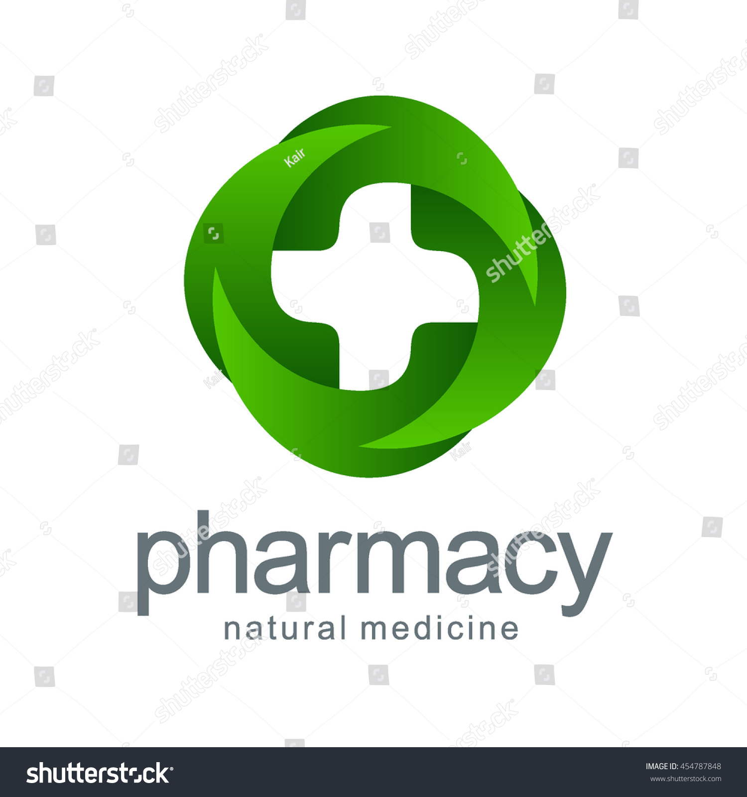 Vector Logo Pharmacy Green Cross Leaves Stock Vector (Royalty Free ...