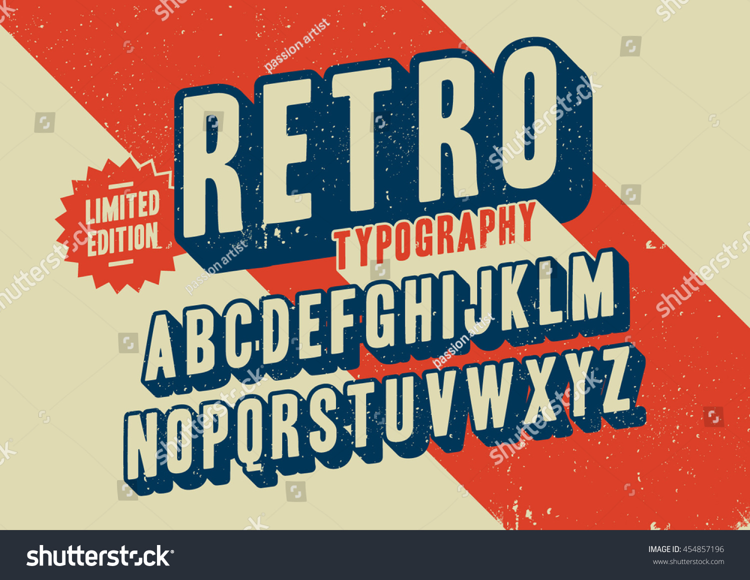 Vector Stylized Retro Font Alphabet Stock Vector (Royalty Free ...