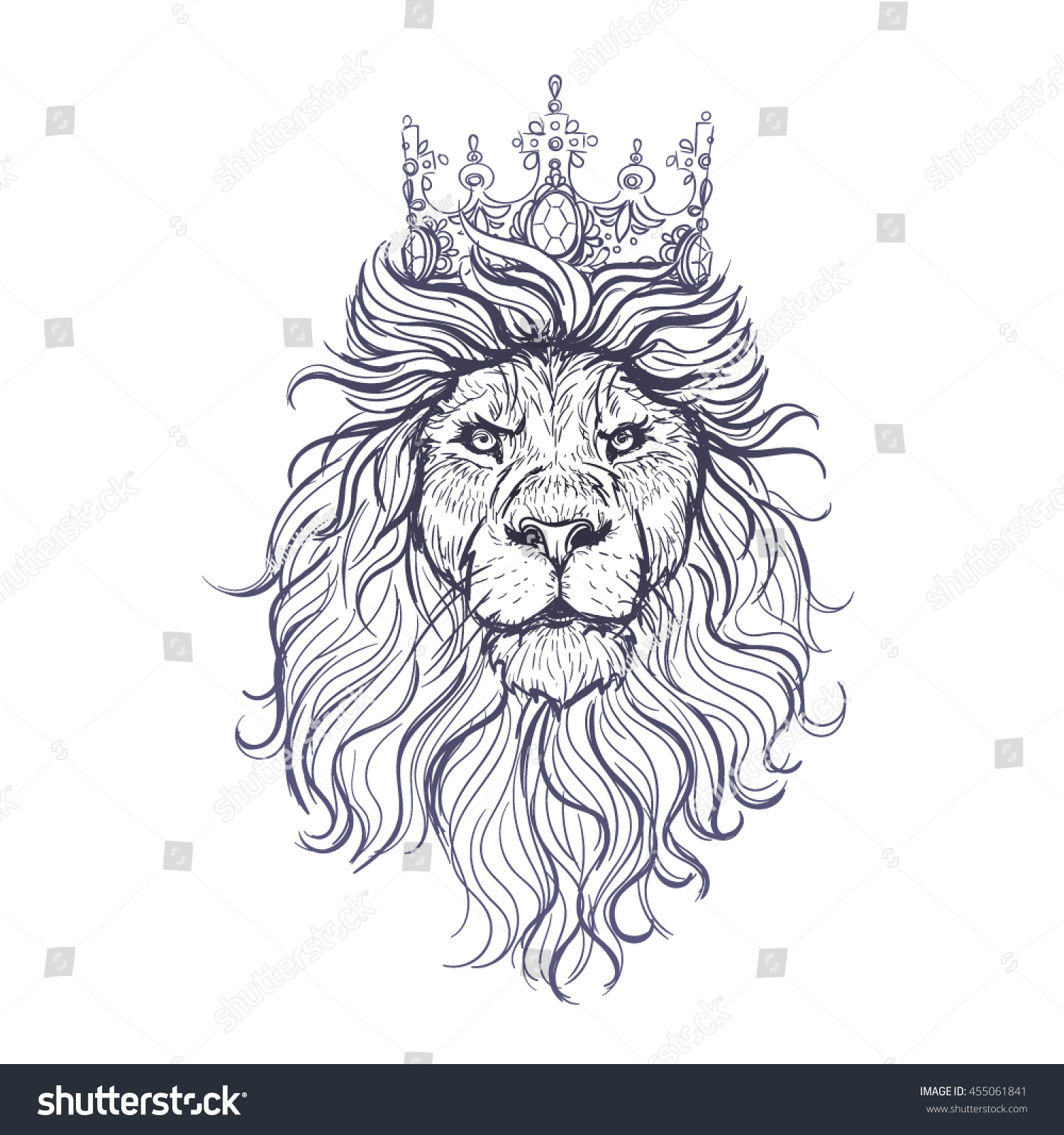 Лев с короной рисунок