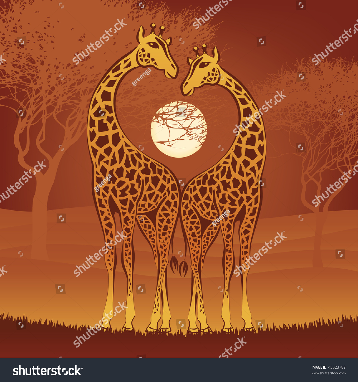 Влюбленные Жирафы рисунок