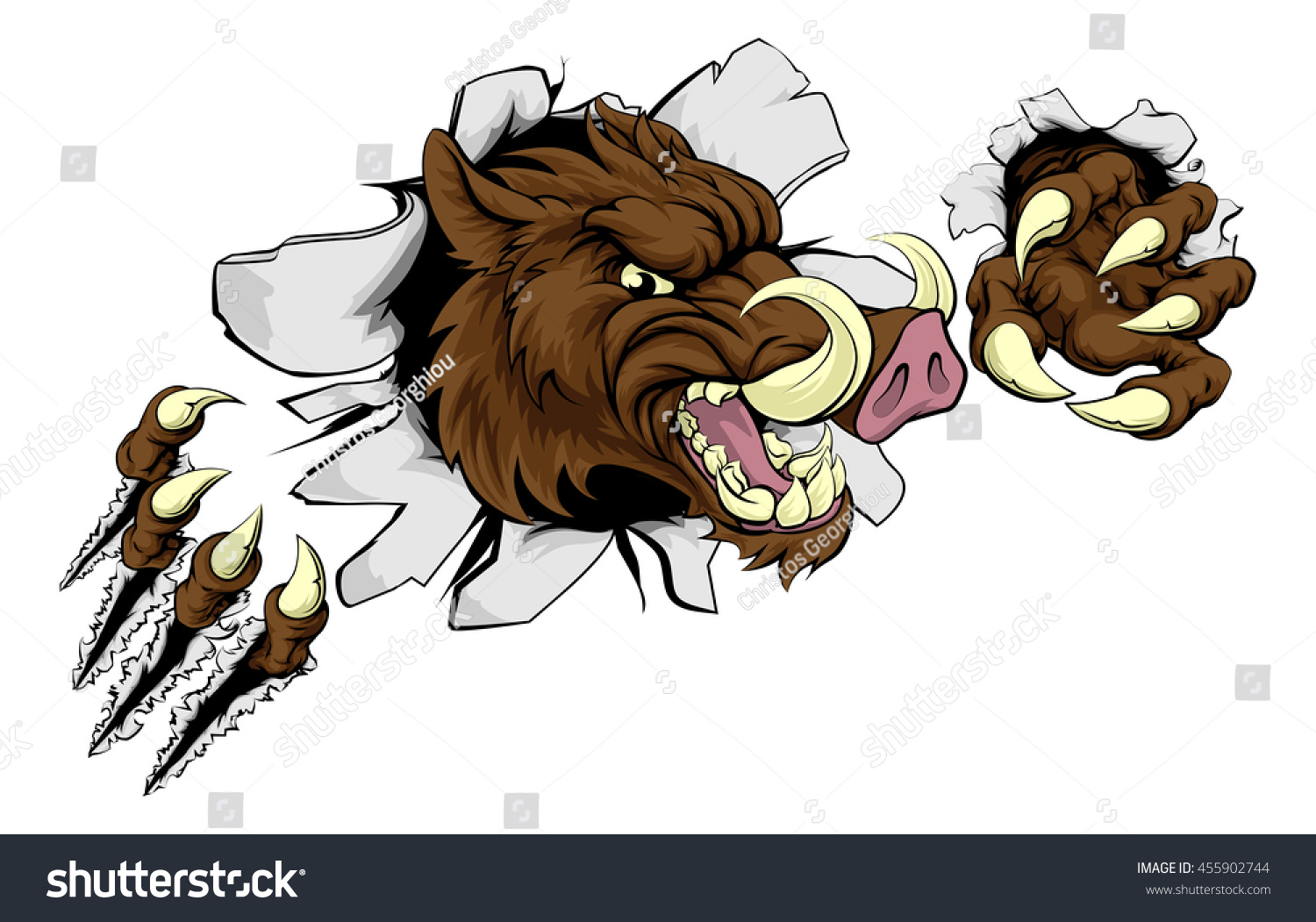 Wild Boar Razorback Warthog Cartoon Sport Stock Vector (Royalty Free ...