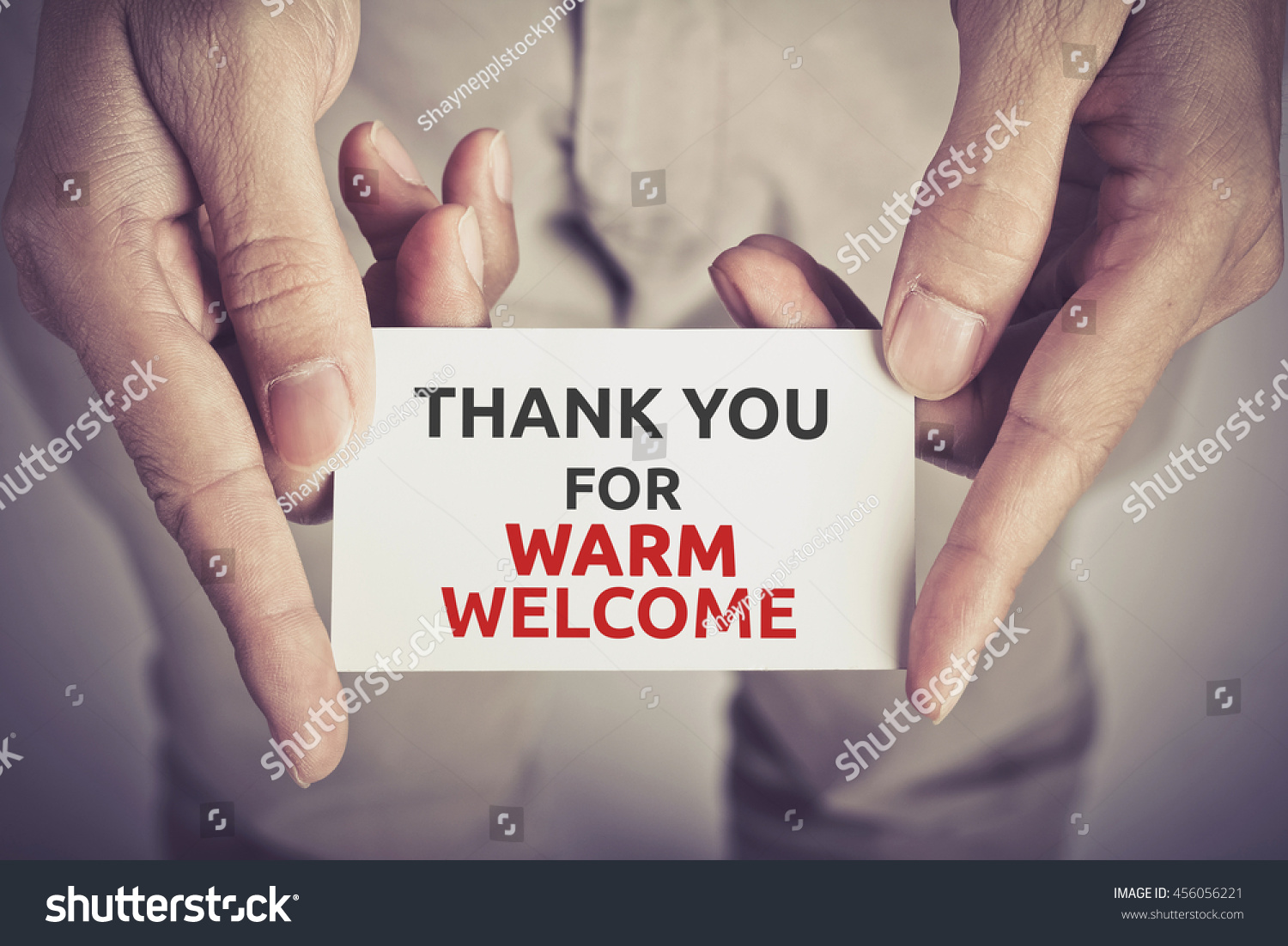 Thank You Warm Welcome Card Hold Stock Photo 456056221 | Shutterstock