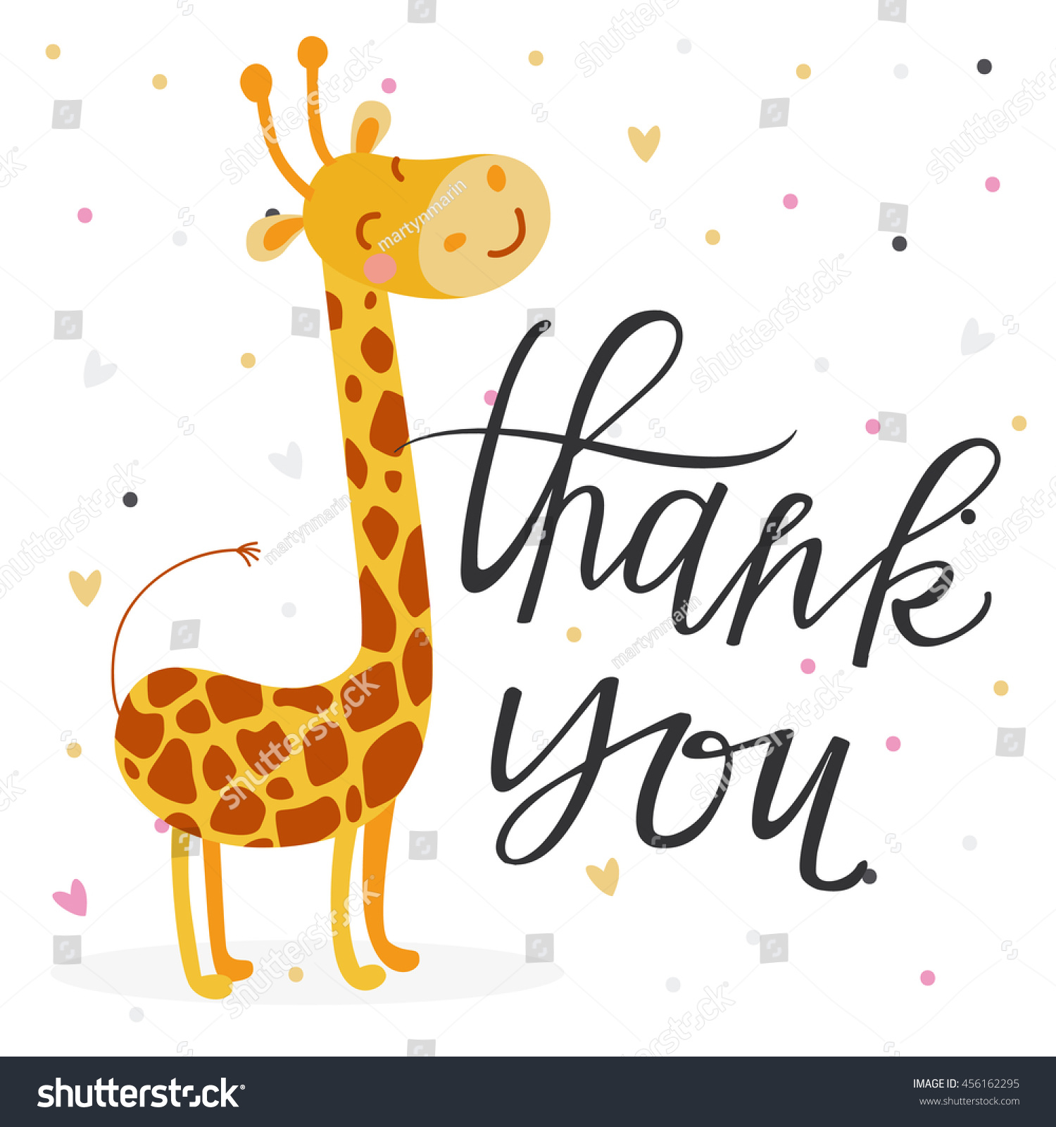 Cute Thank You Card Giraffe Stock Vector (Royalty Free) 456162295