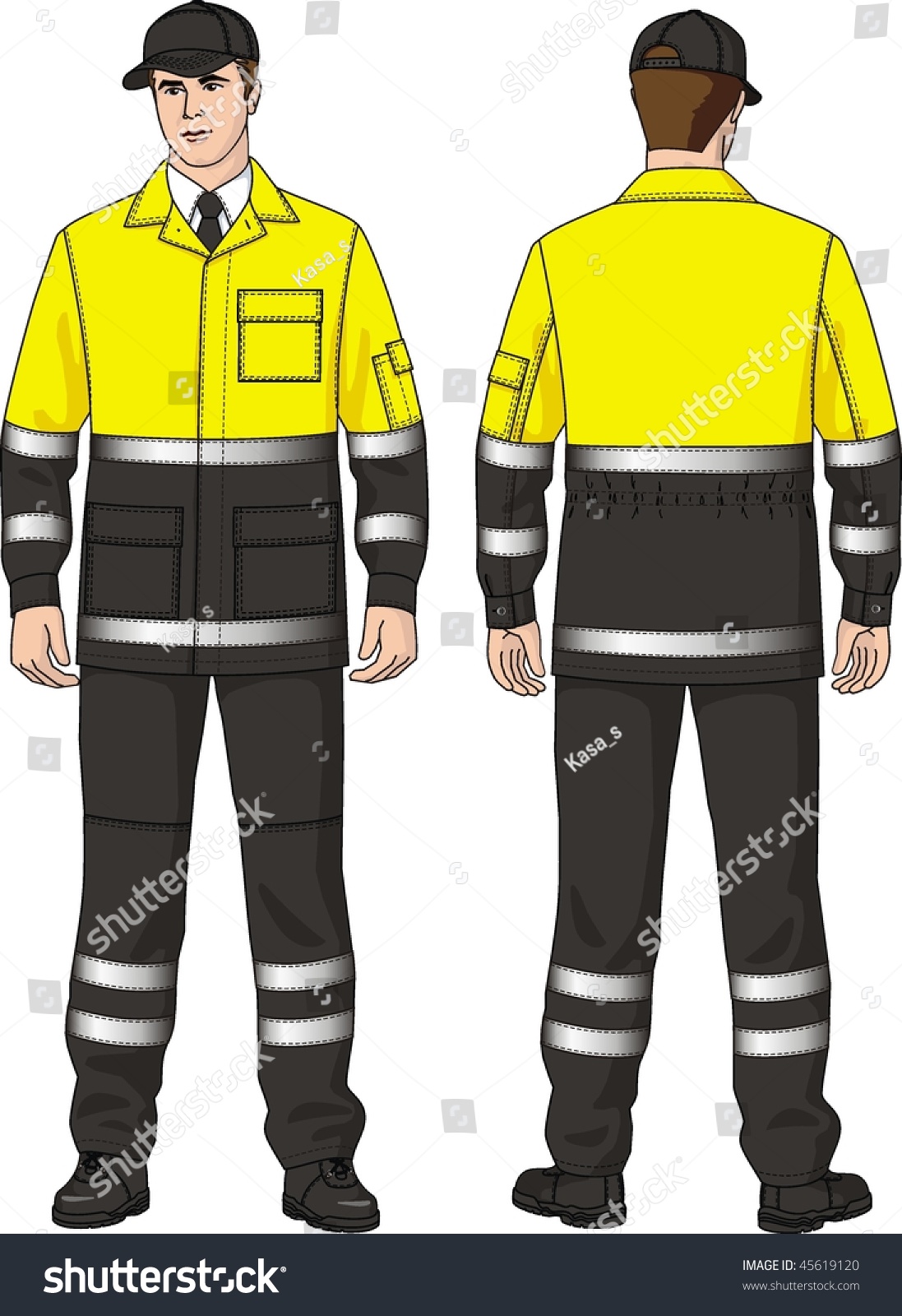 Man Protective Suit Reflecting Strips Stock Vector (Royalty Free ...