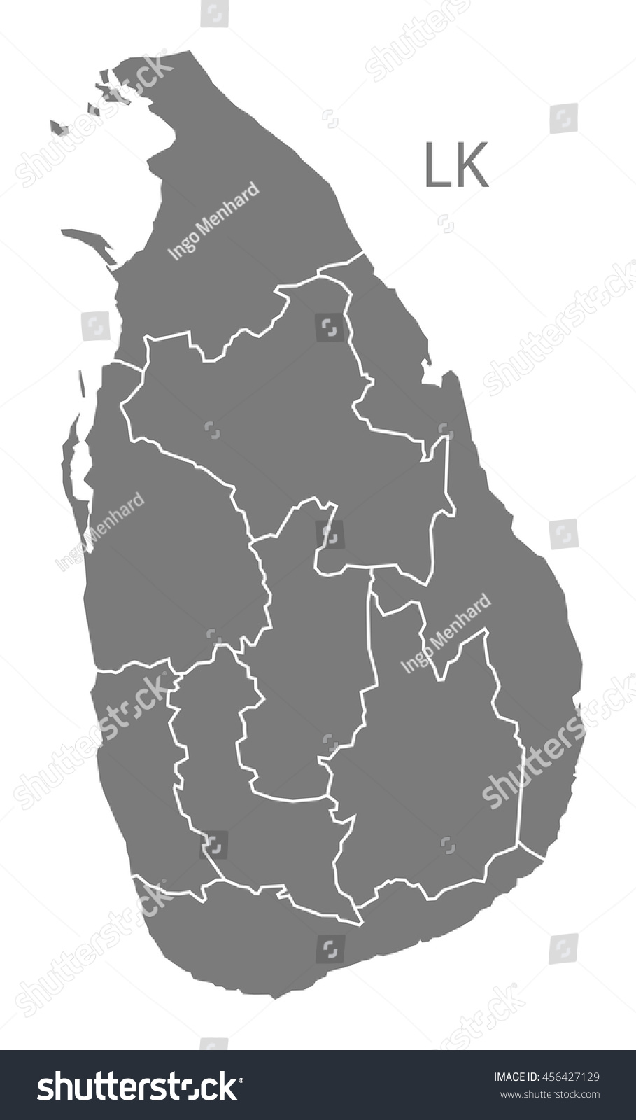 Sri Lanka Provinces Map Grey Stock Vector (Royalty Free) 456427129 ...