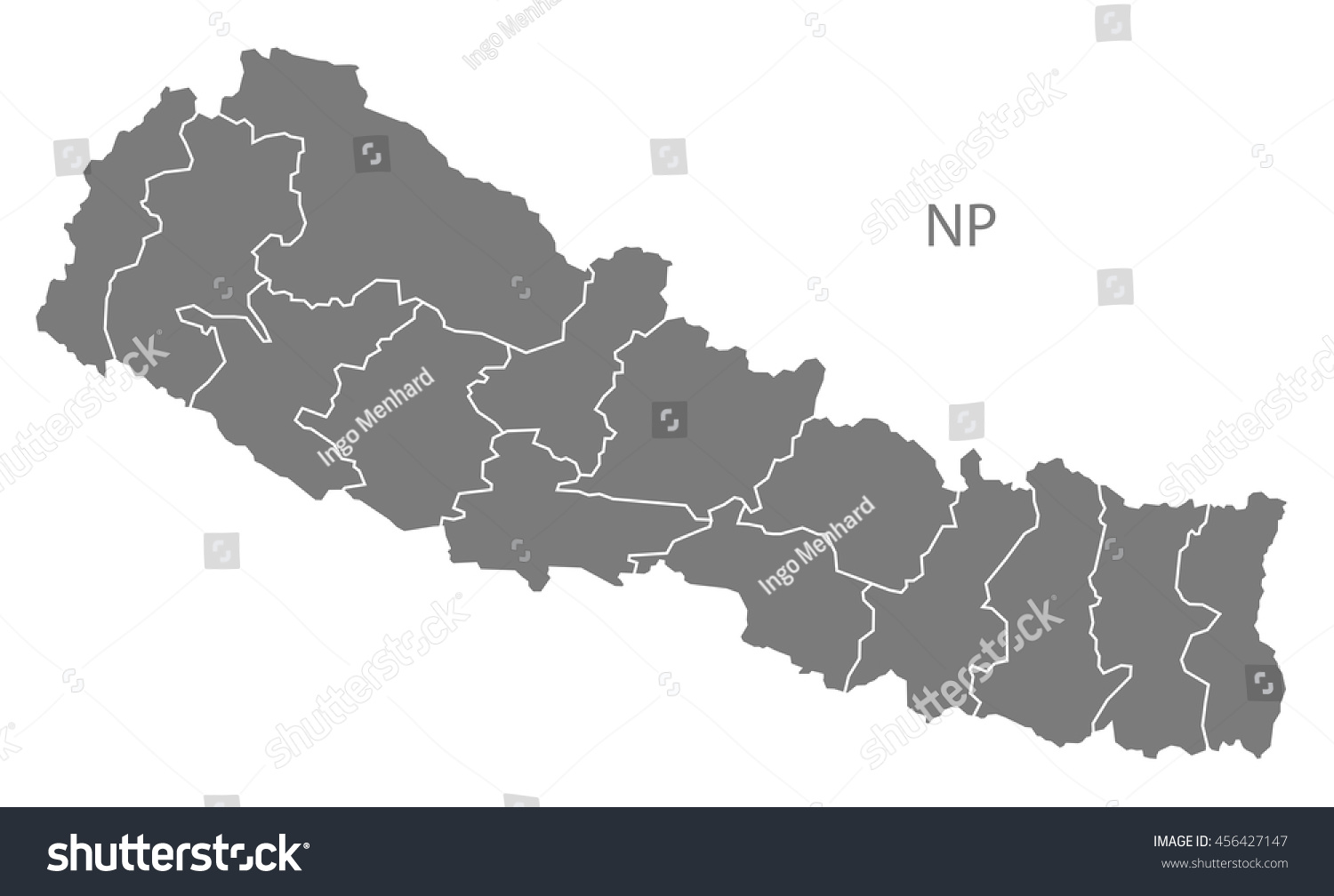 Nepal Zones Map Grey Stock Vector (Royalty Free) 456427147 | Shutterstock