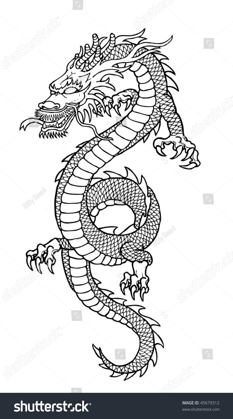 Dragon Drawing Stock Vector (Royalty Free) 45679312 | Shutterstock