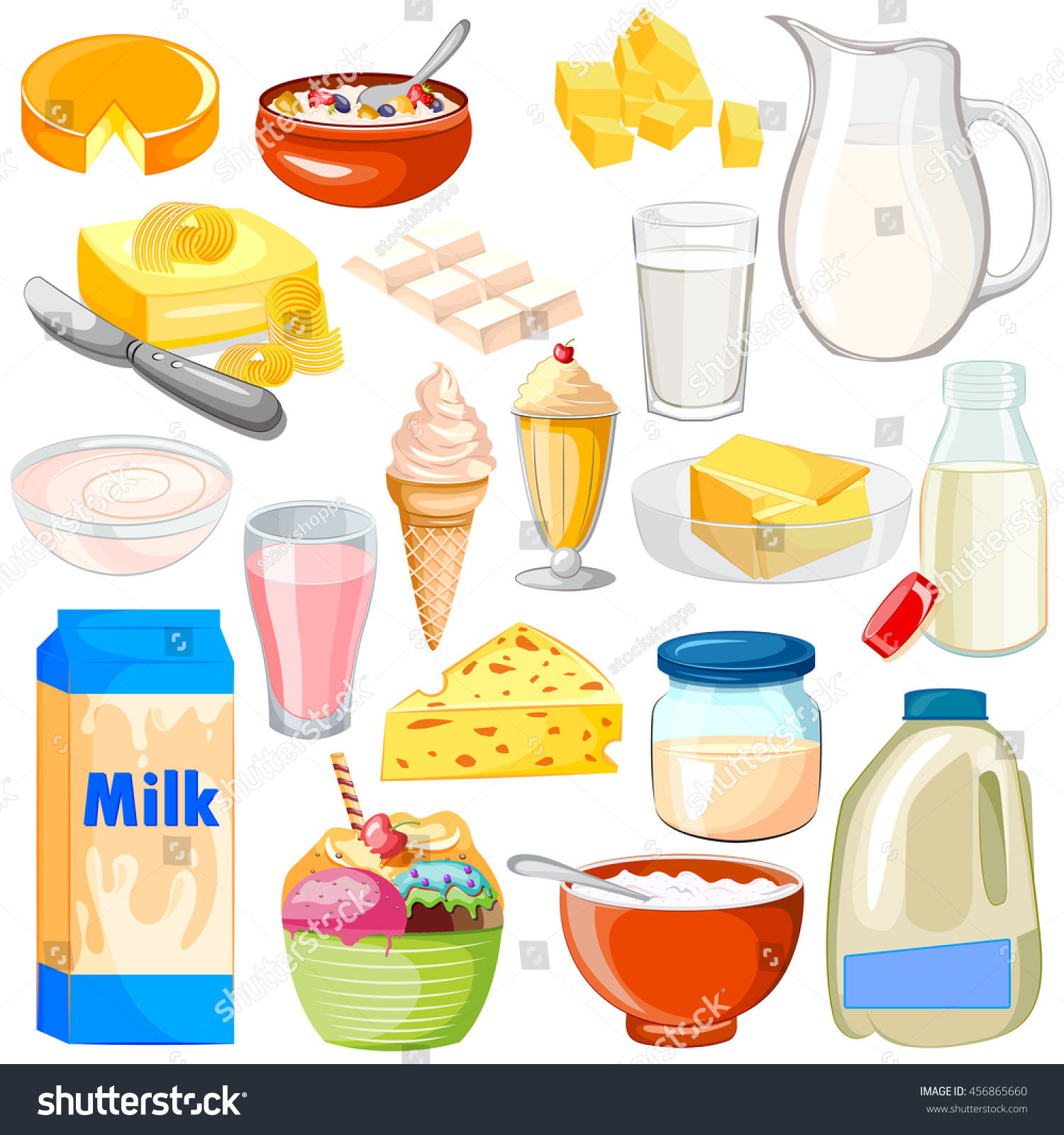 Vector Illustration Dairy Product Food Collection Stock Vector (Royalty ...