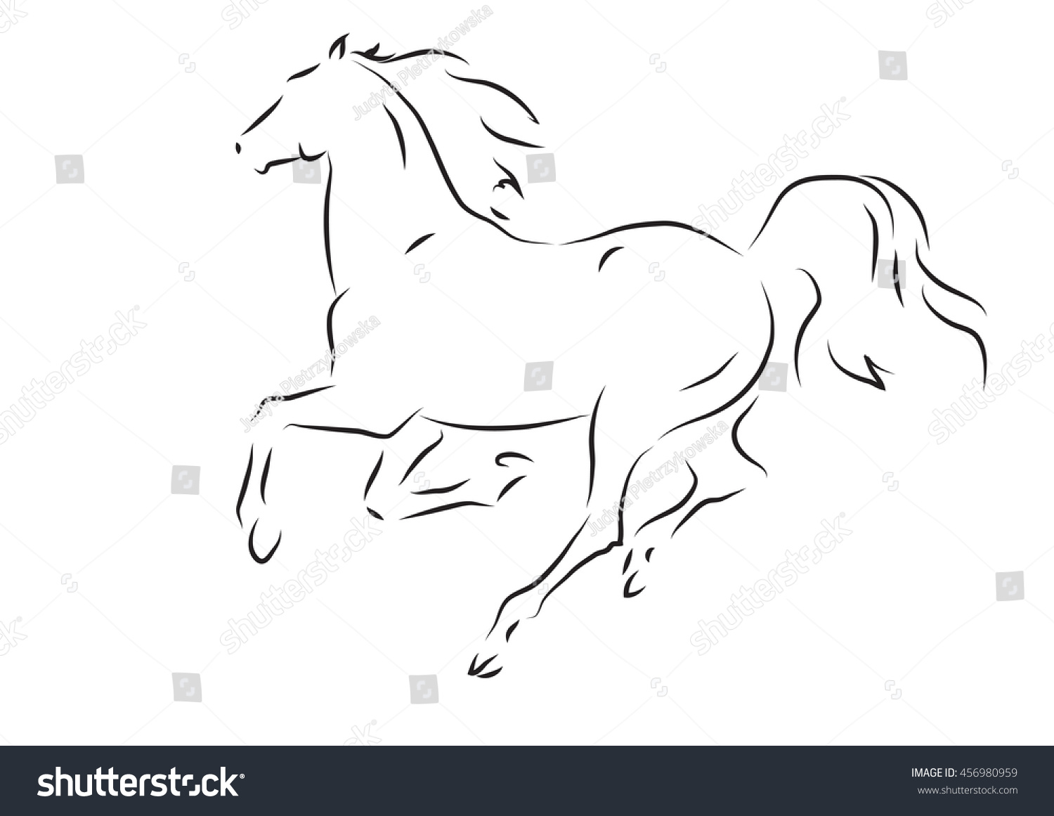 Sketch Silhouette Running Horse Stock Vector (Royalty Free) 456980959 ...