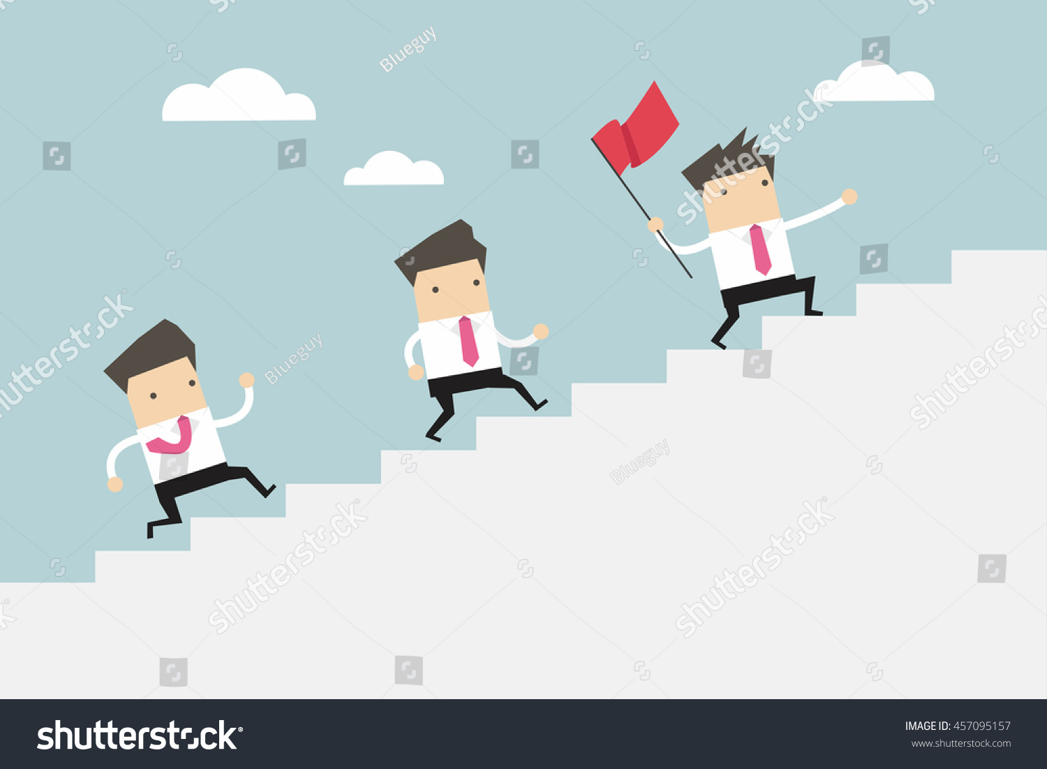 Businessman Leading Team Stair Success Vector Stock Vector (Royalty ...