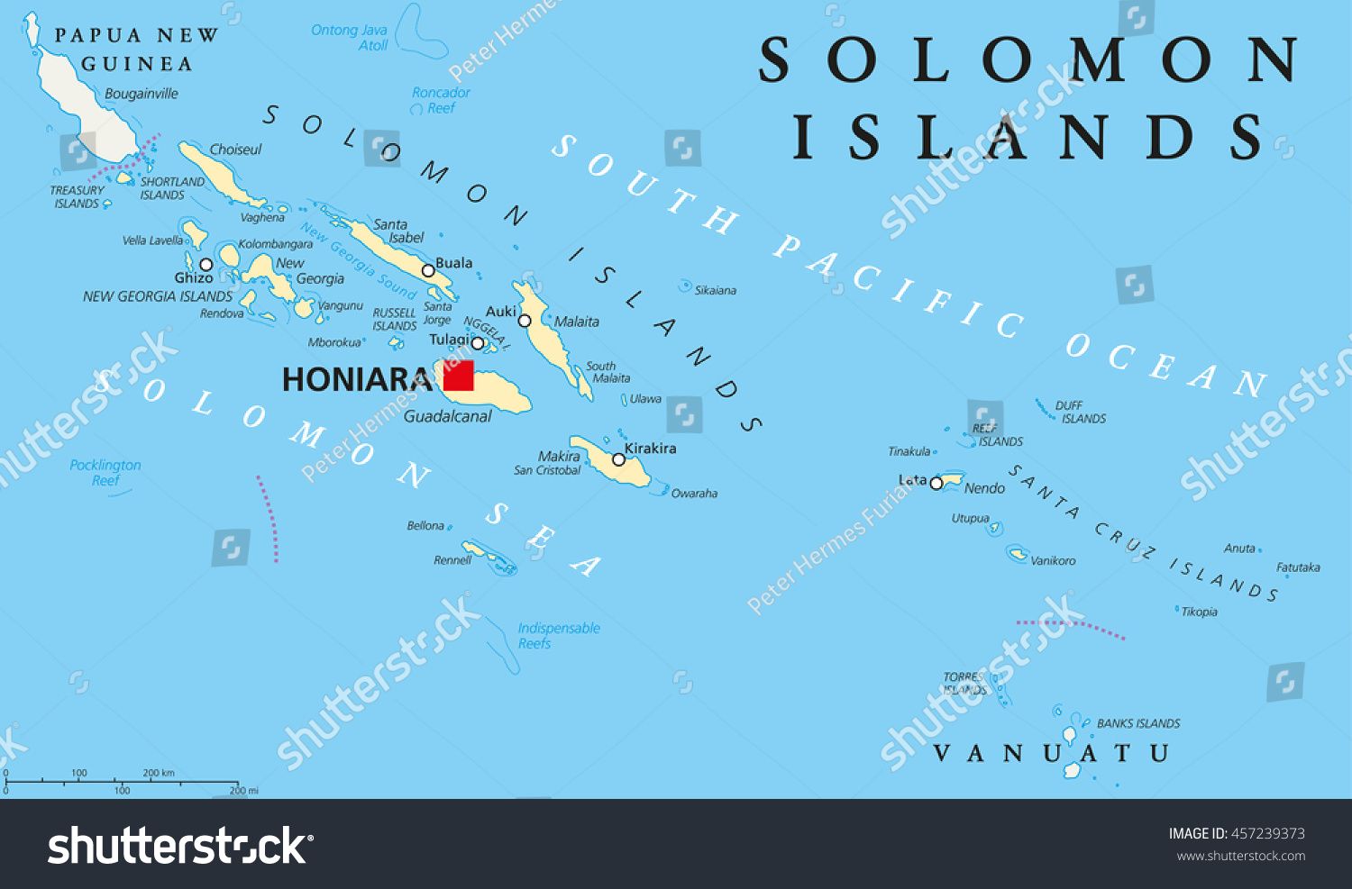 Solomon Islands Political Map Capital Honiara Stock Vector (Royalty ...