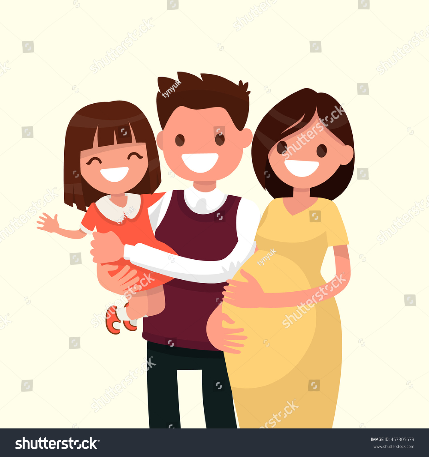 Семья рисунок беременная мама
