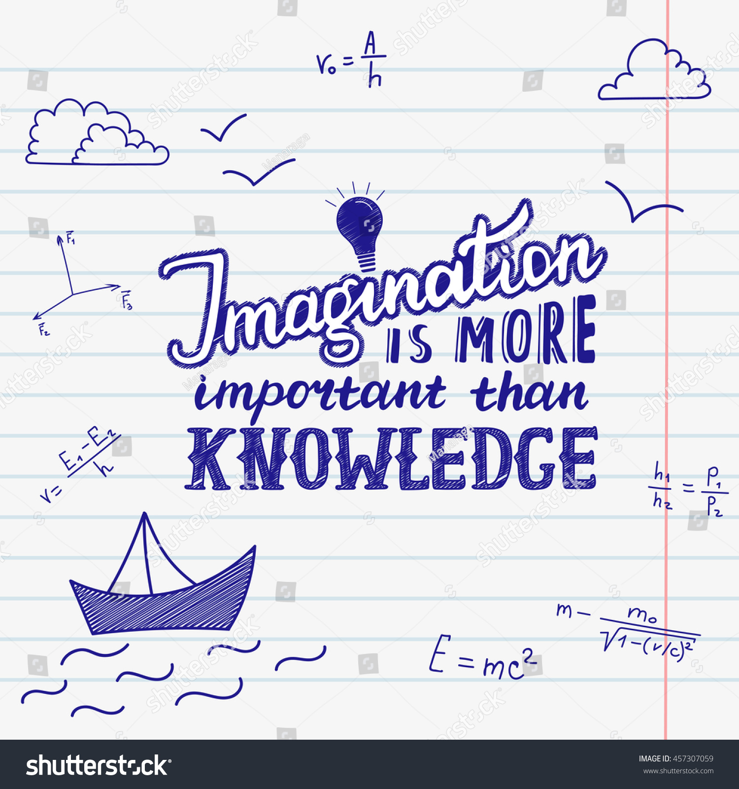 Imagination More Important Than Knowledge Einstein Stock Vector Imagination More Important Than Knowledge Einstein Stock Vector