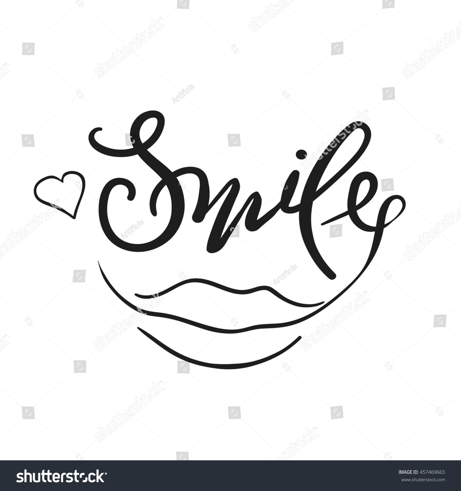 Smile Calligraphy Handdrawn Lettering Print Posters Stock Vector ...