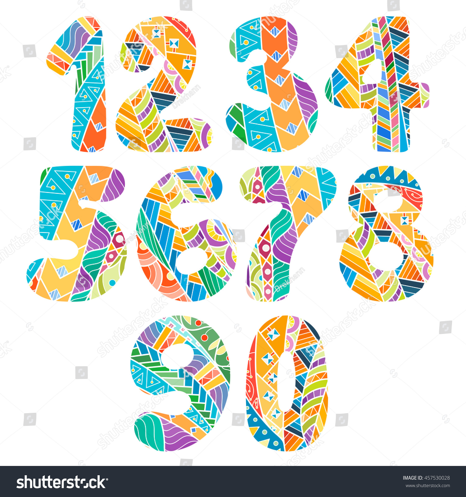 Zentangle Numbers Set Collection Doodle Numbers Stock Vector (Royalty ...