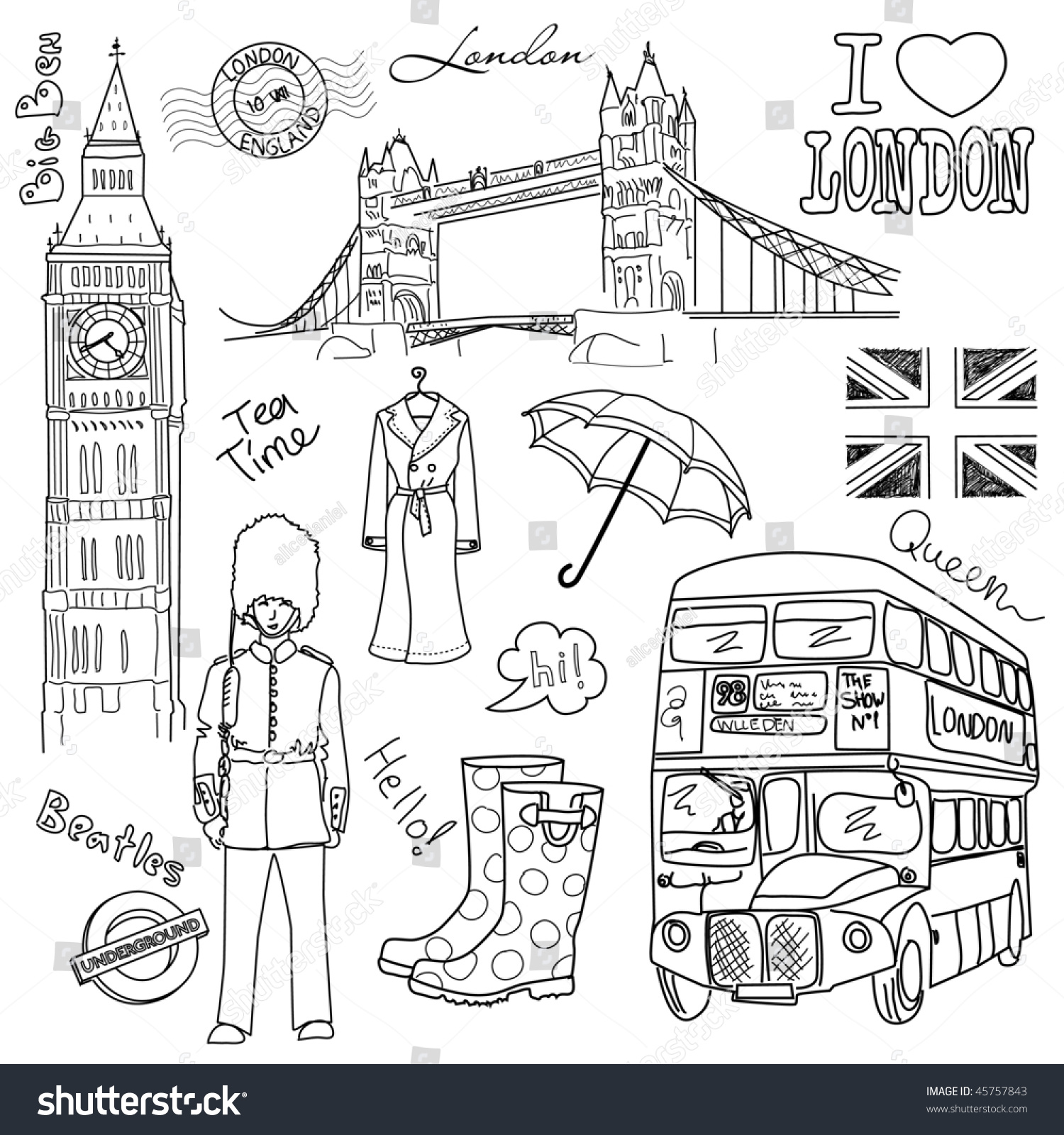 London Doodles Stock Vector (Royalty Free) 45757843 | Shutterstock