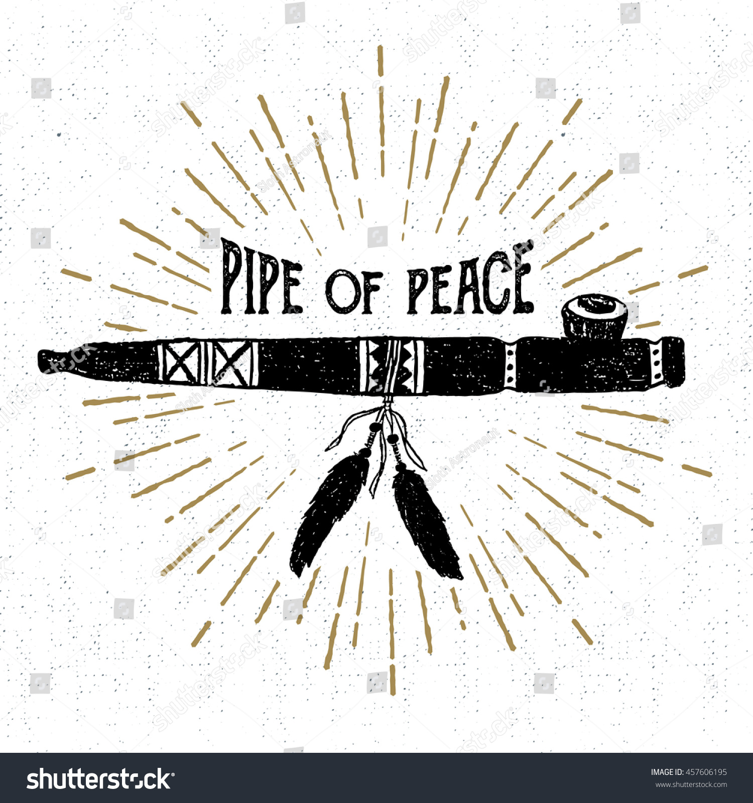 Hand Drawn Tribal Label Textured Smoking Stock Vector (Royalty Free ...