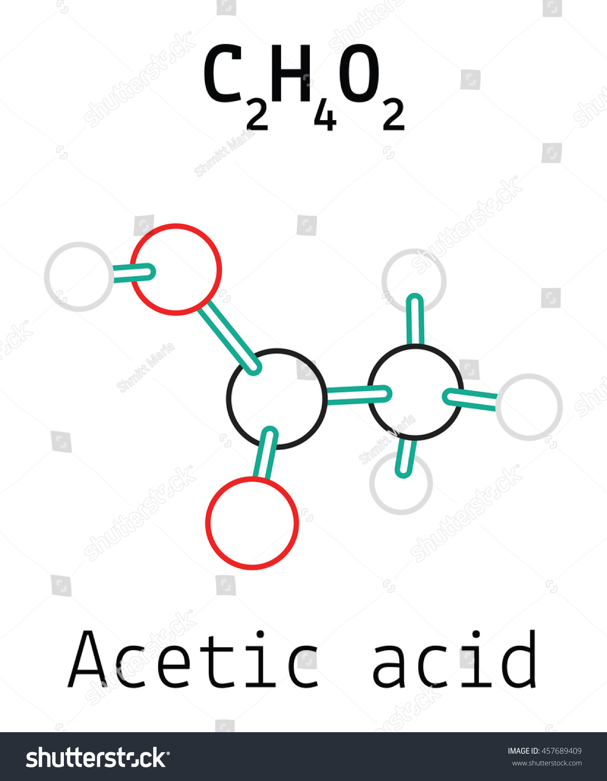 C2h4o2 Acetic Acid Molecule Stock Vector (royalty Free) 457689409 