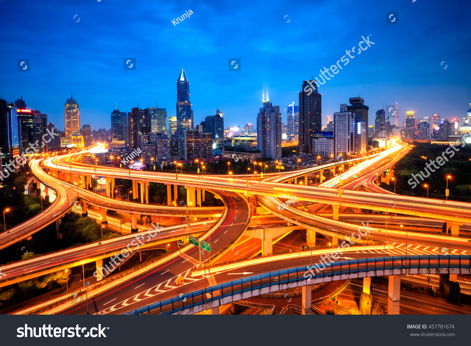 Elevated View Road Junction Shanghai China Stock Photo 457781674 ...