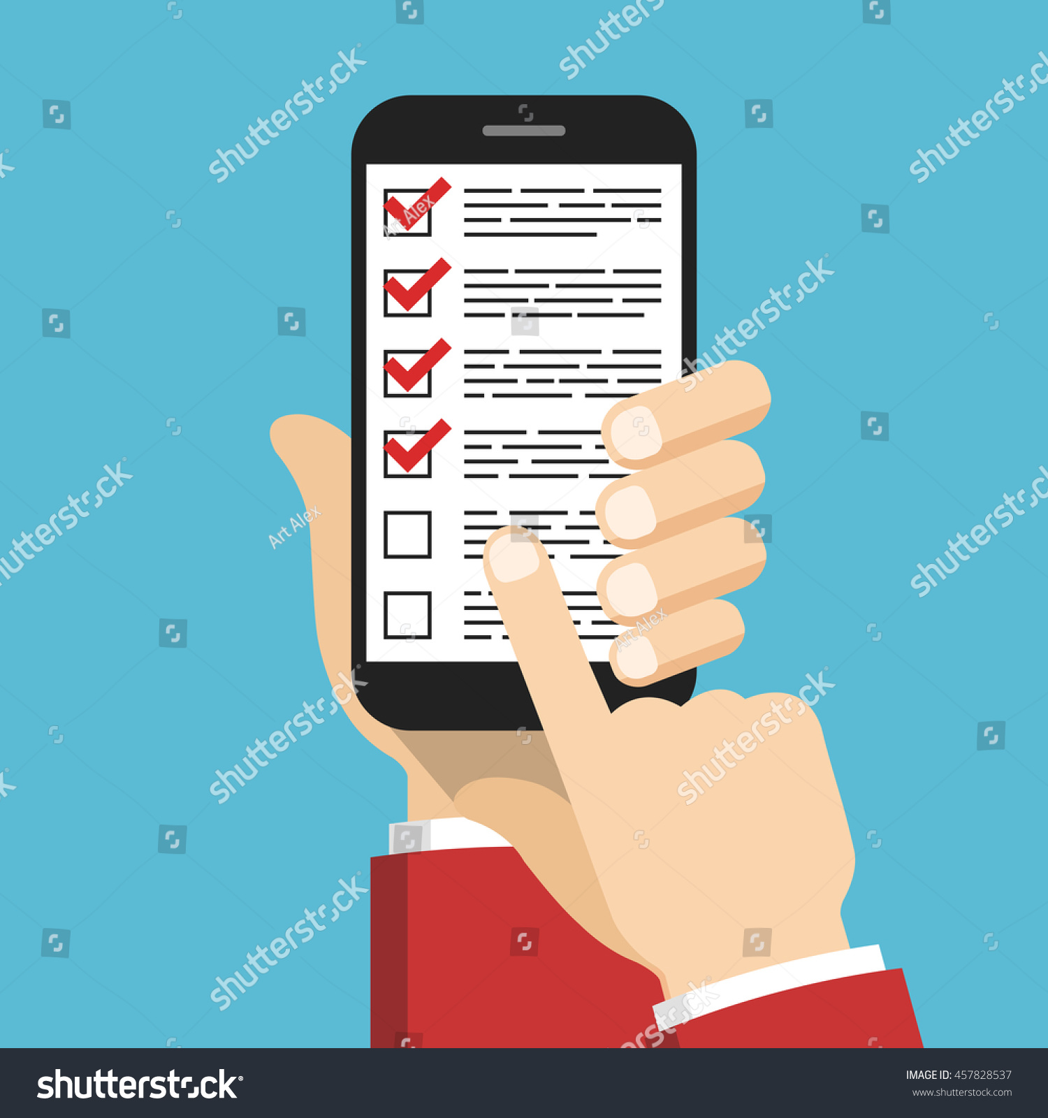 Checklist On Smartphone Screen Flat Vector Stock Vector (Royalty Free ...