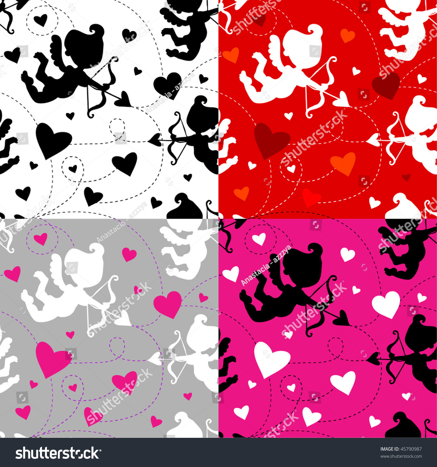 Seamless Vector Valentine Pattern Cupids Hearts Stock Vector Royalty Free 45790987 Shutterstock 7613