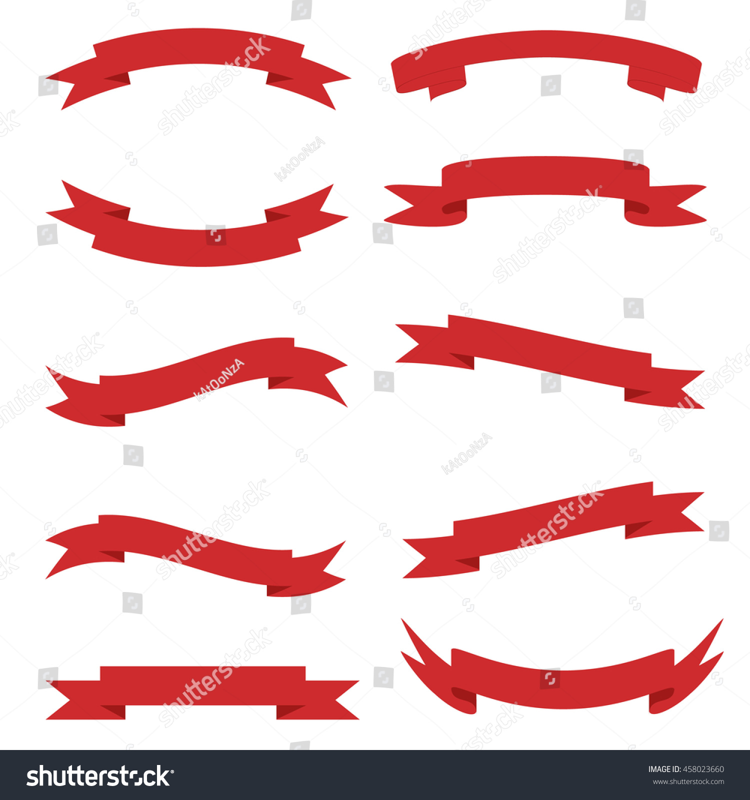 Red Ribbons Set Isolated On White Stock Vector (Royalty Free) 458023660 ...