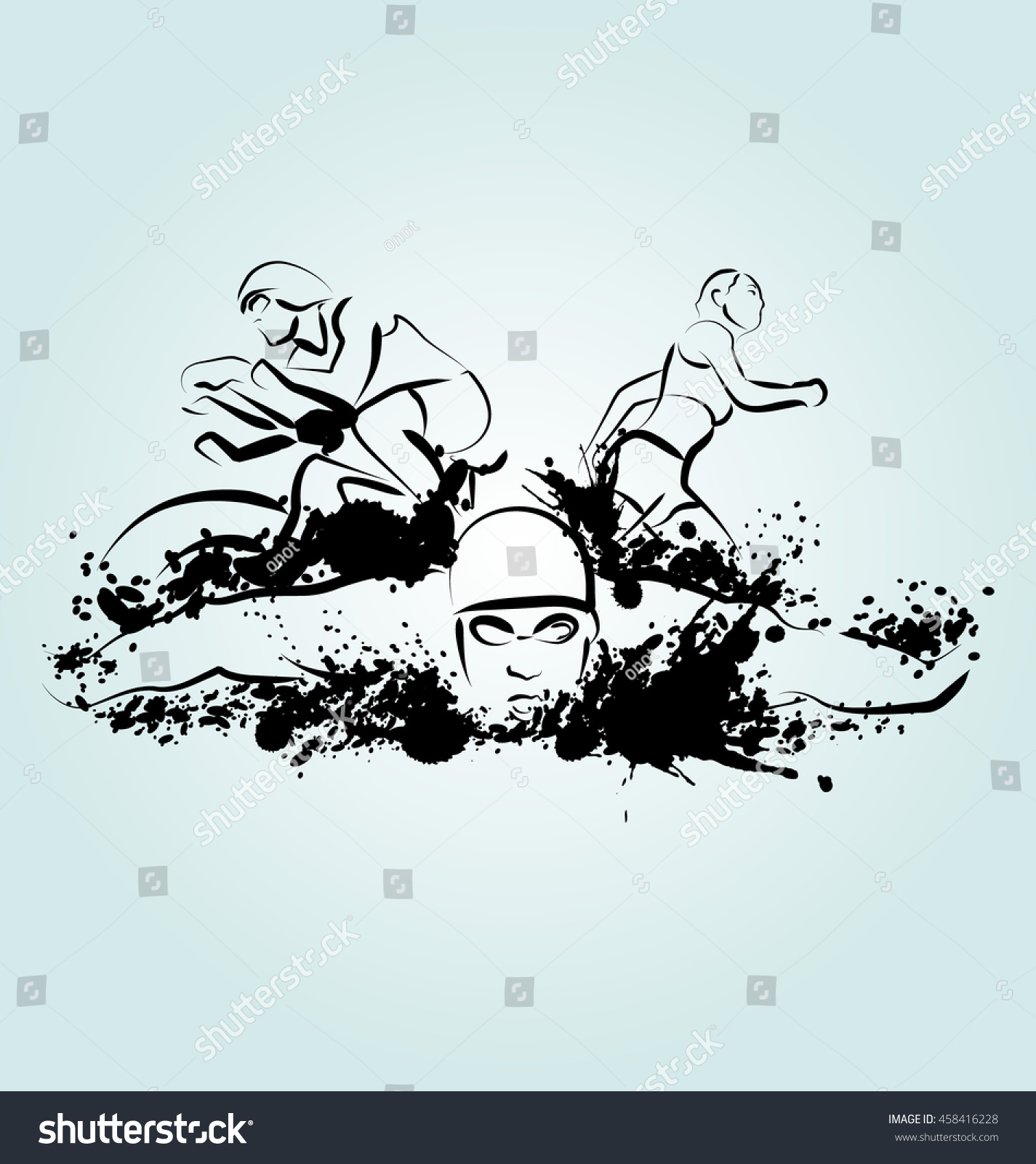 Vector Illustration Triathlon Stock Vector (Royalty Free) 458416228 ...