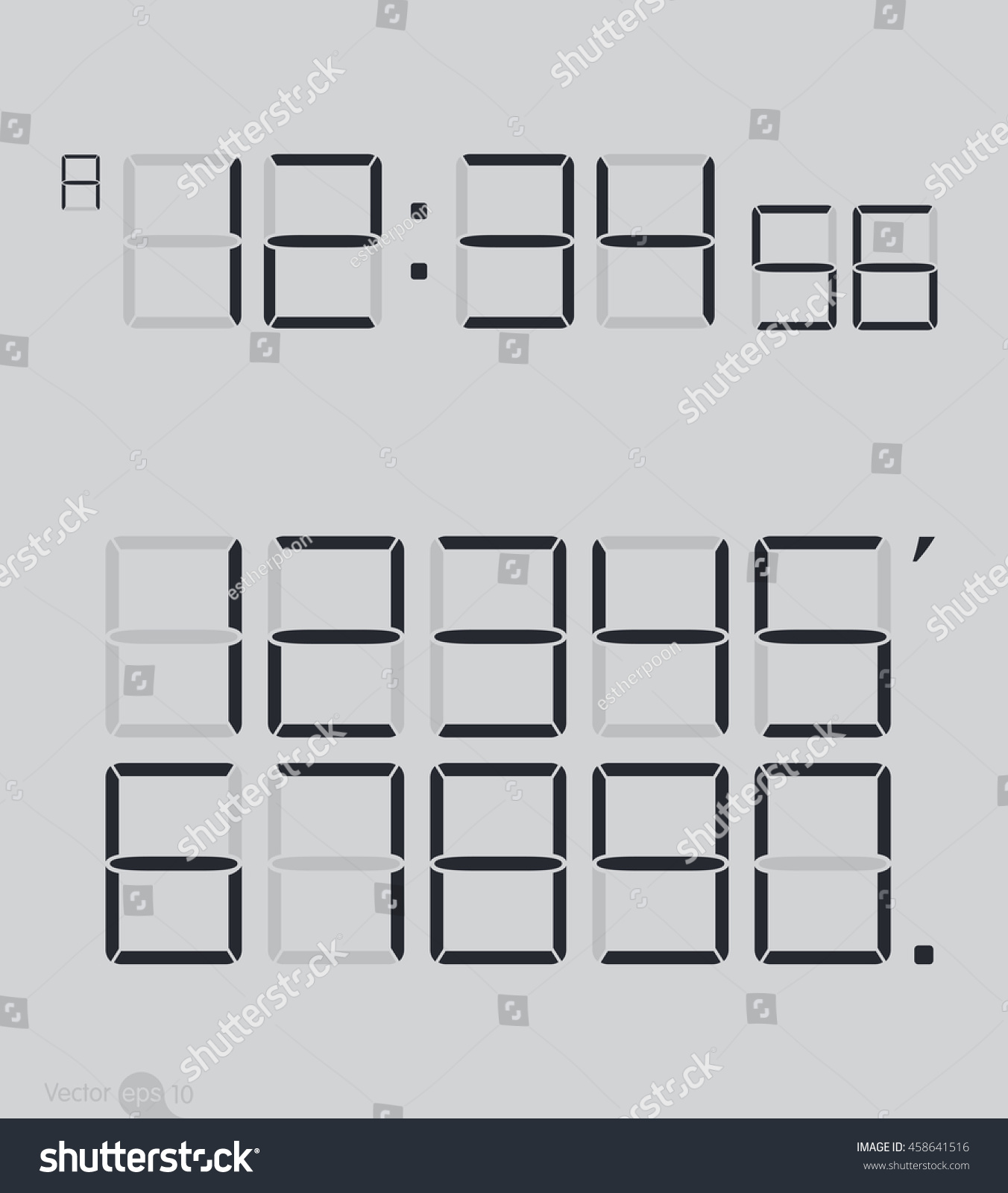 Digital Clock Number Set Stock Vector (Royalty Free) 458641516 ...