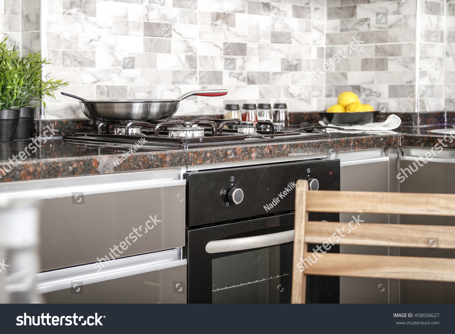 Modern Luxury Black White Kitchen Clean Stock Photo 458656627 ...