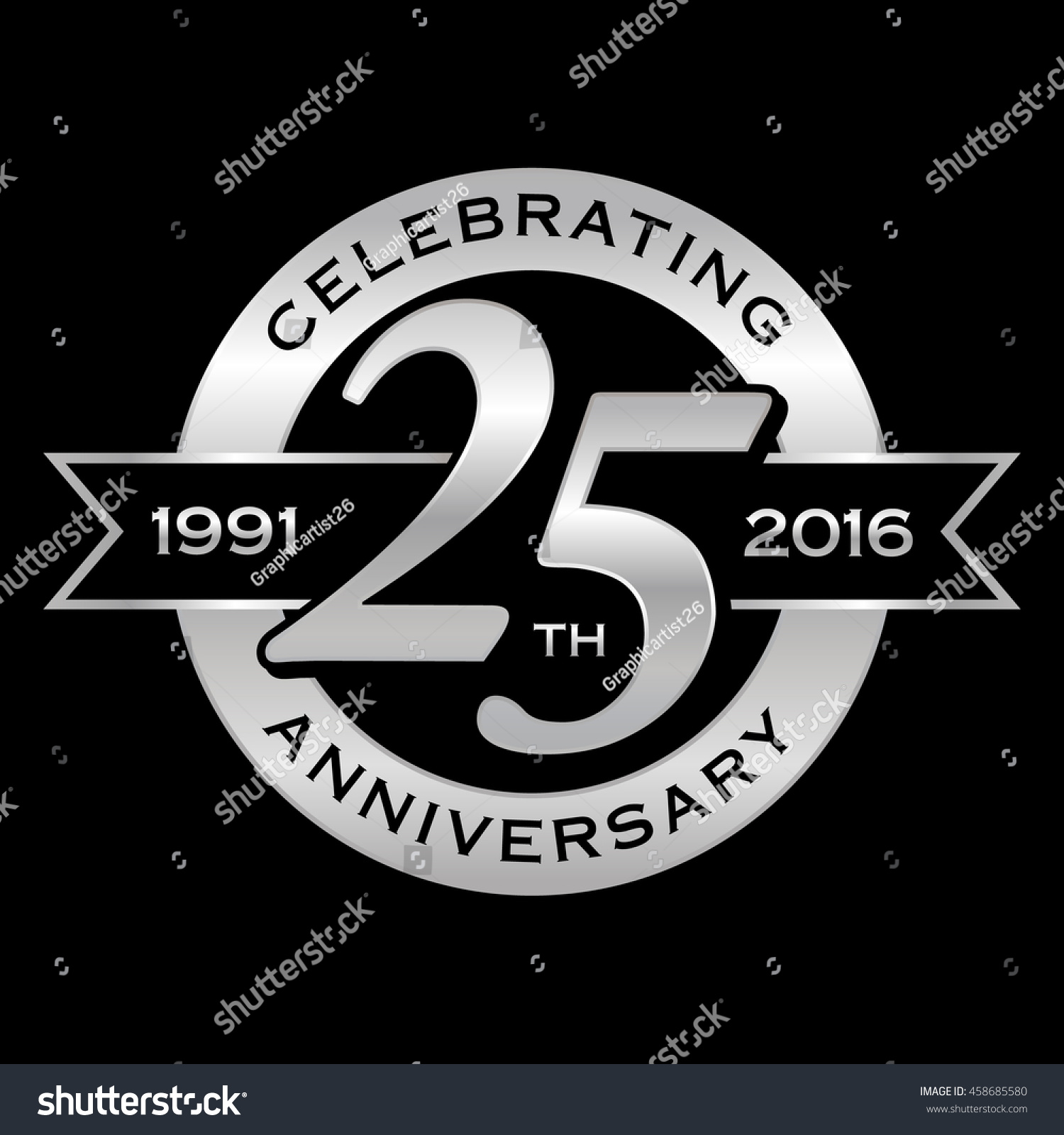 Celebrating 25th Years Anniversary Stock Vector (Royalty Free ...