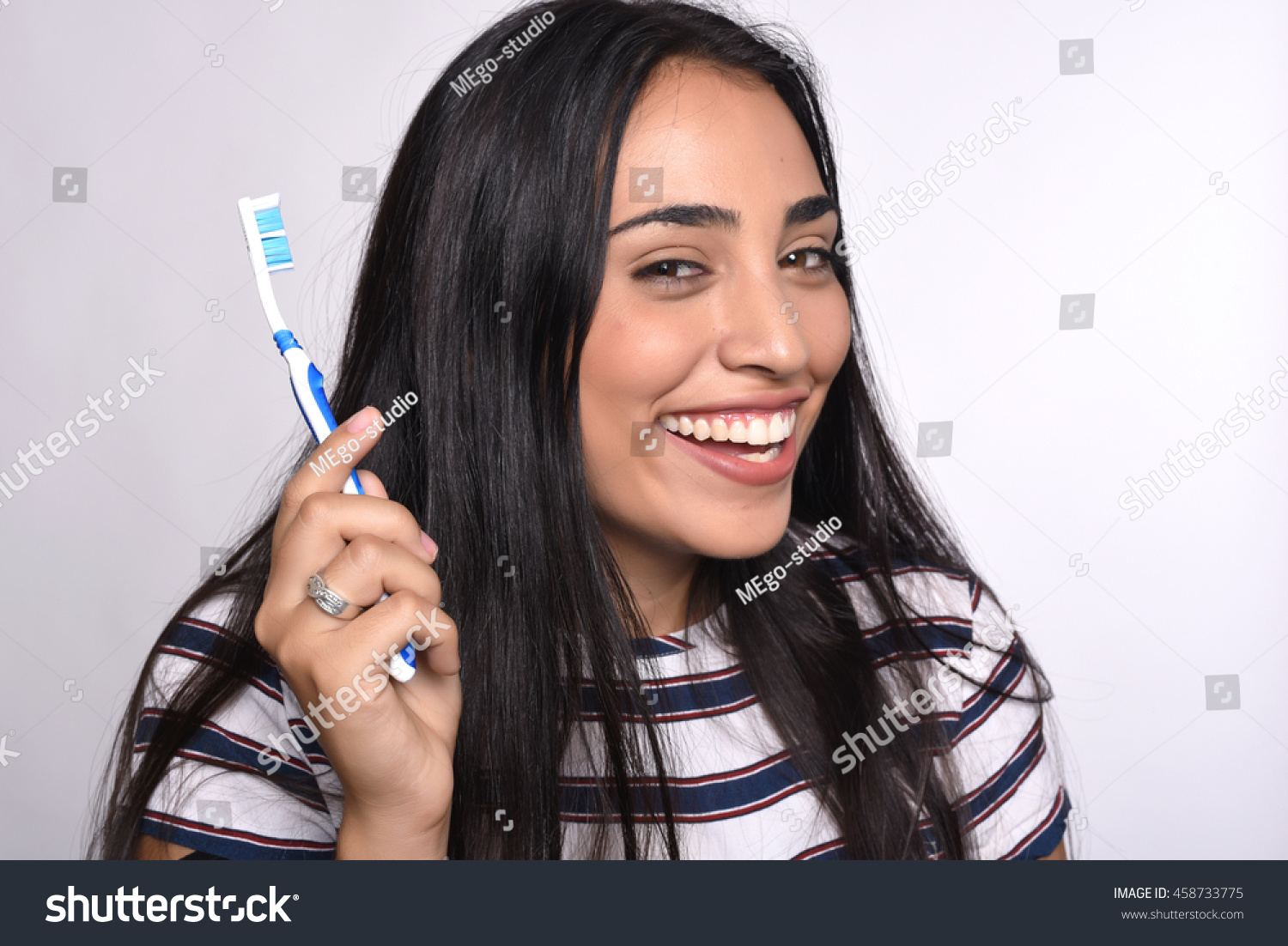 Closeup Woman Brushing Her Teeth Isolated Stock Photo Shutterstock