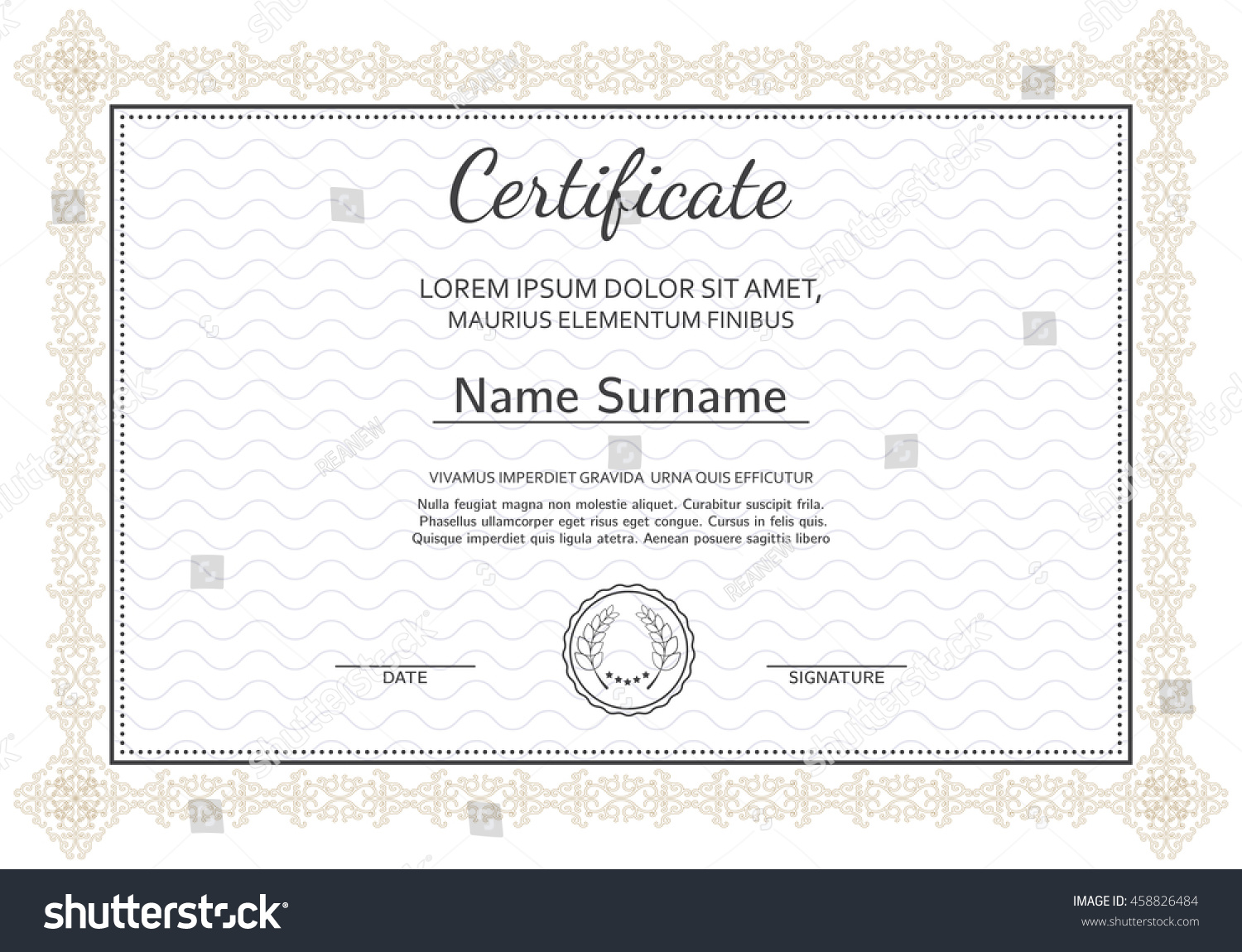 Certificate Diploma Completion Silver Design Template Stock Vector ...