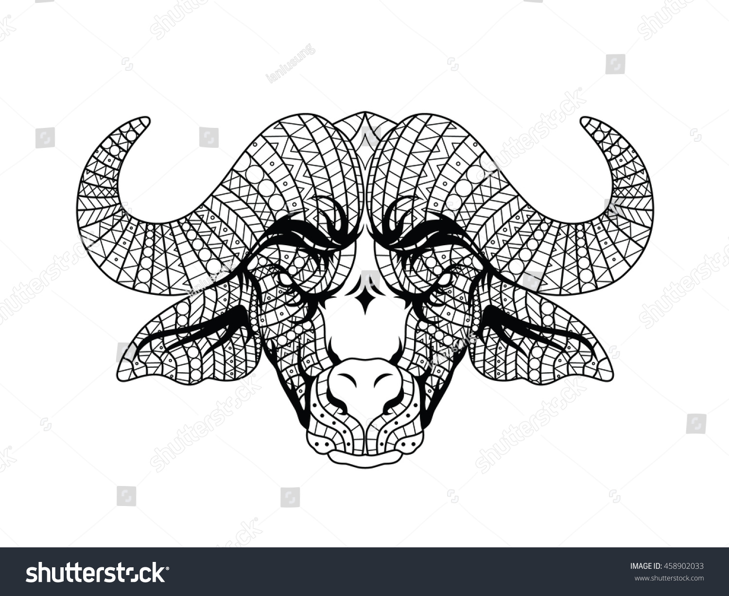 Aztec Buffalo Head Line Art Stock Vector (Royalty Free) 458902033 ...