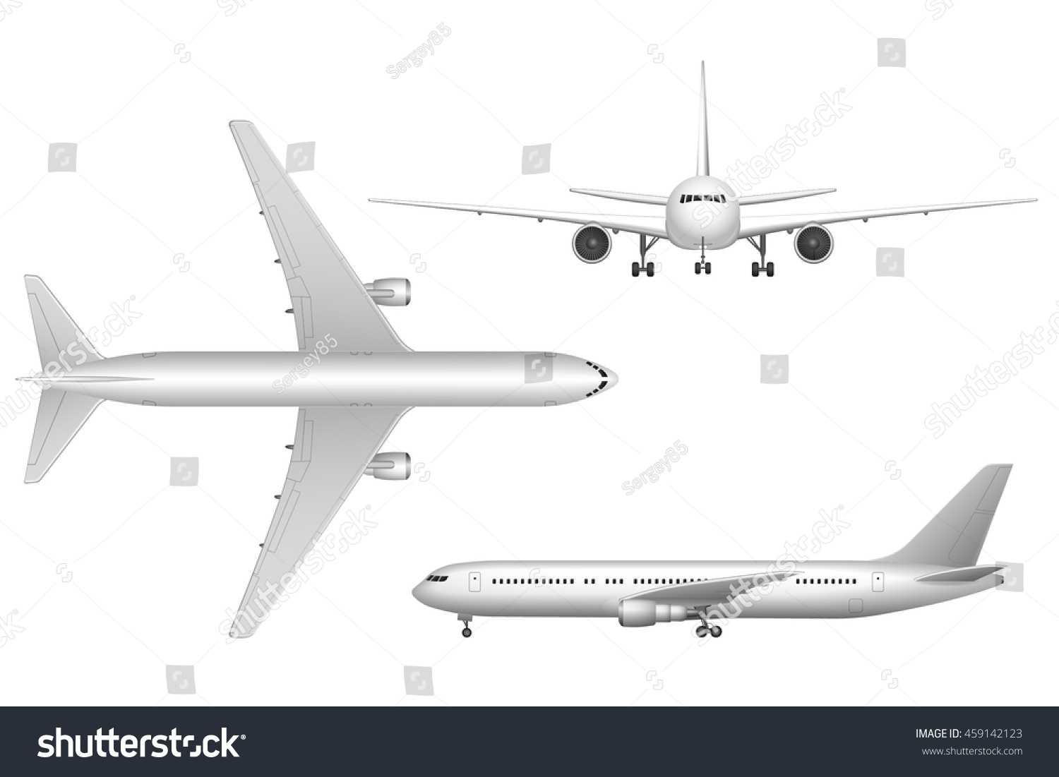 High Detailed White Airplane On White Stock Vector (Royalty Free ...