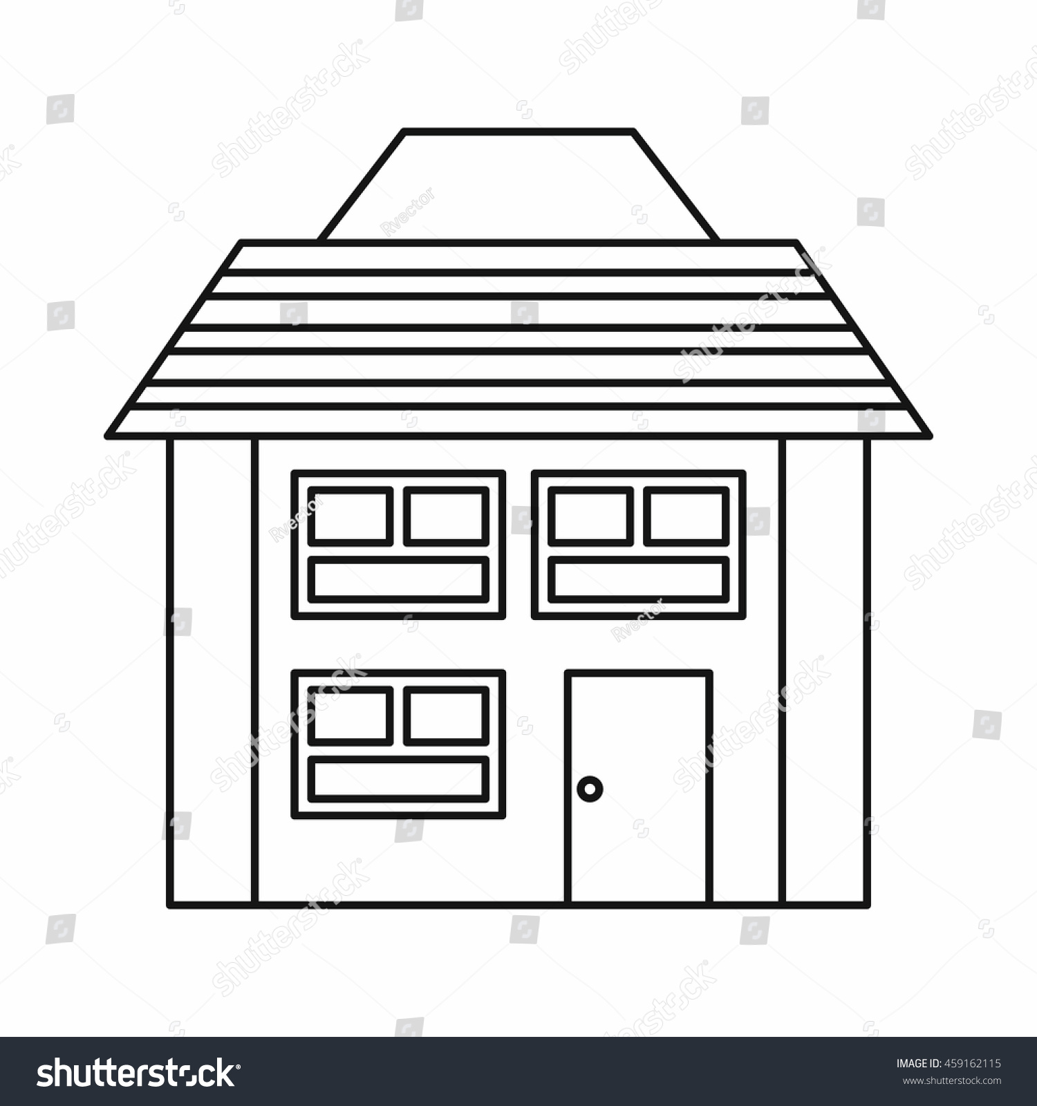 Two Storey House Icon Outline Style Stock Vector (Royalty Free ...