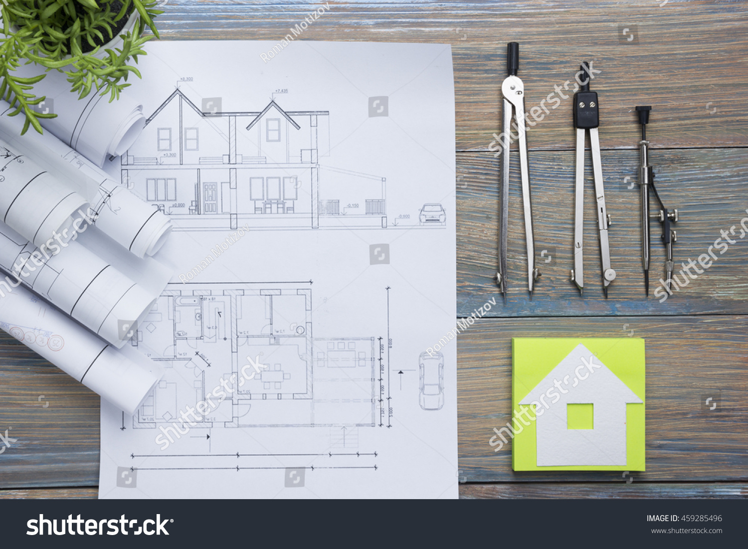 Real Estate Concept Architectural Project Blueprints Stock Photo ...